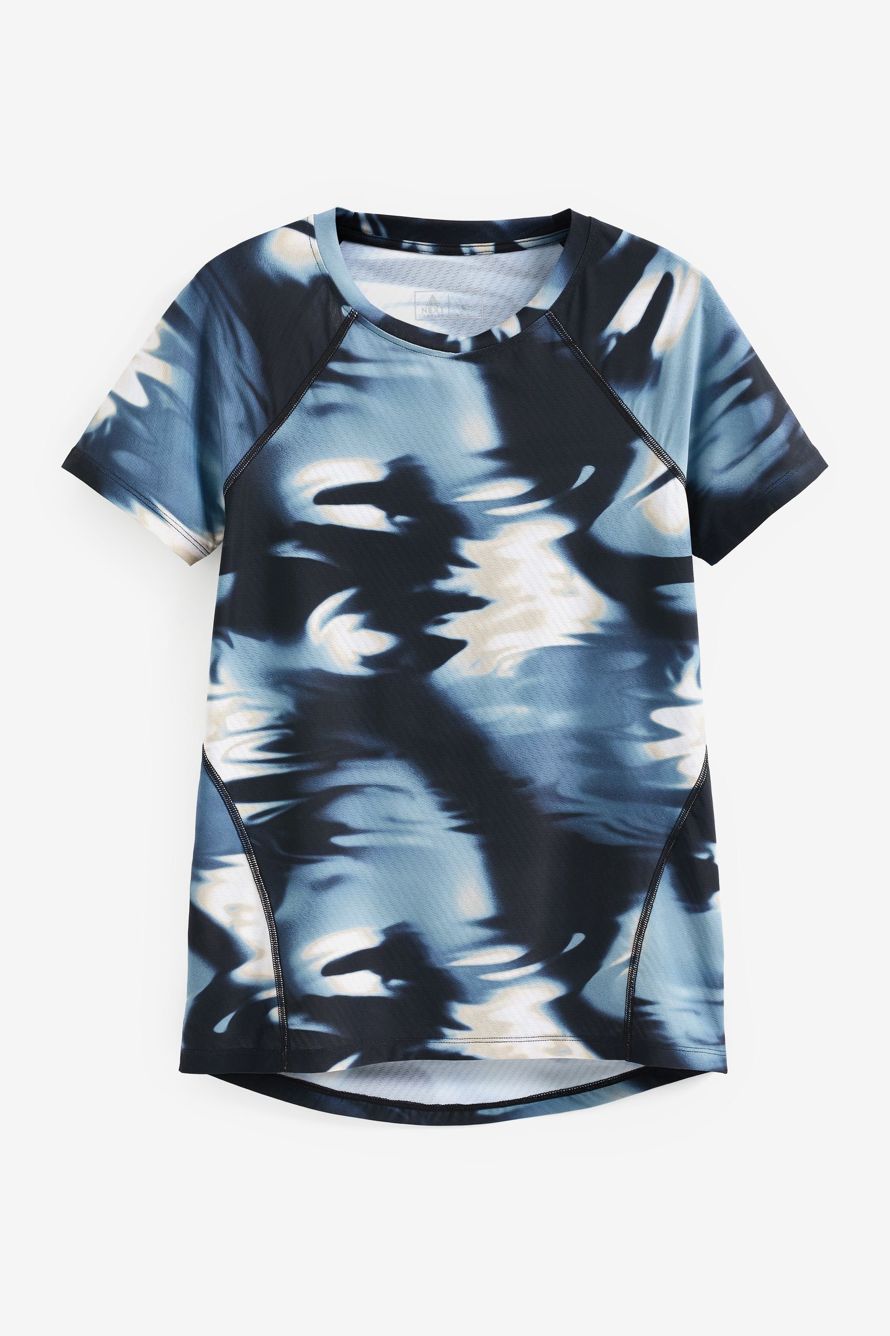 Next T-Shirt Next Active Sports Leichtes T-Shirt (1-tlg) Blue/Neutral Water Colour Print