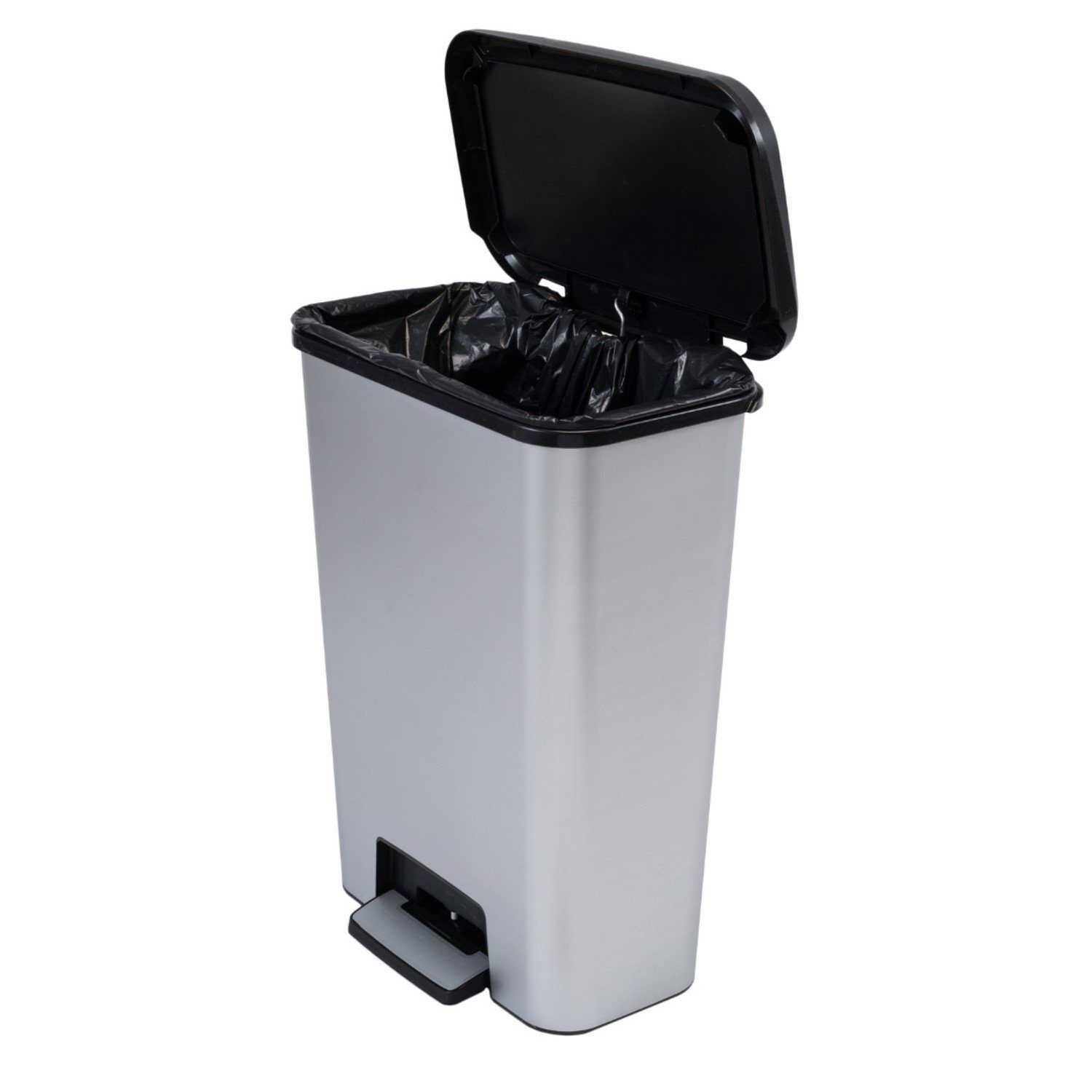 Curver Mülleimer, Compatta 50l Tret-Abfalleimer inox