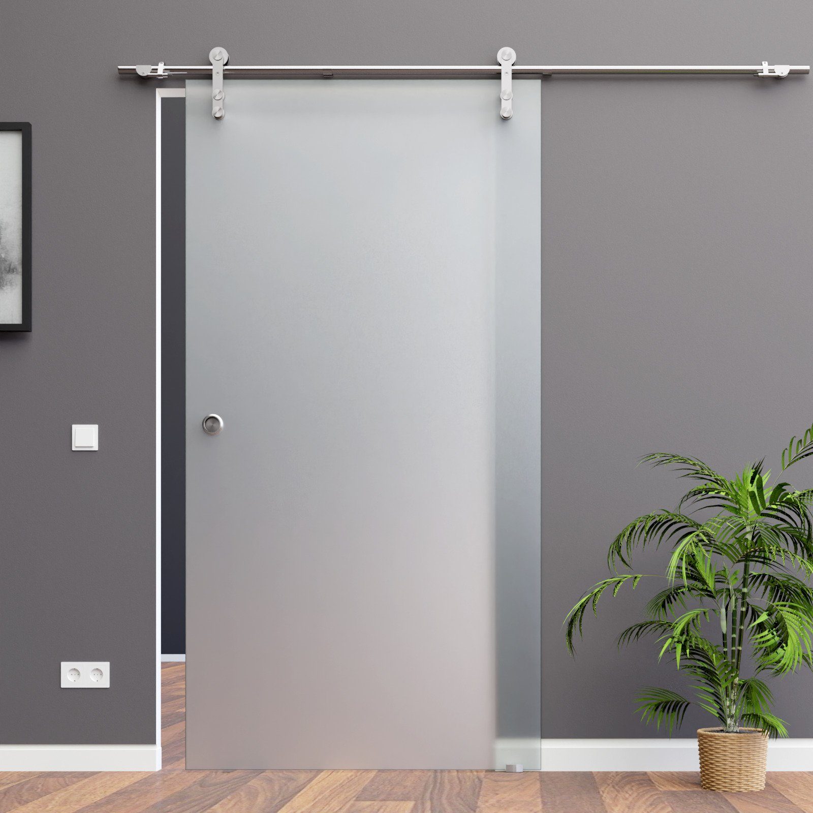 AMOD Glasschiebetür S-SSOE (Edelstahl, Komplett Set), mit Griffmuschel und günstig online kaufen