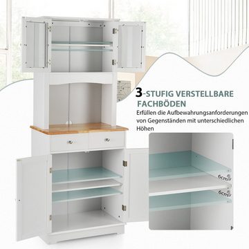 COSTWAY Küchenbuffet mit Arbeitsplatte, 2 Schubladen, weiß, 68x40x170cm