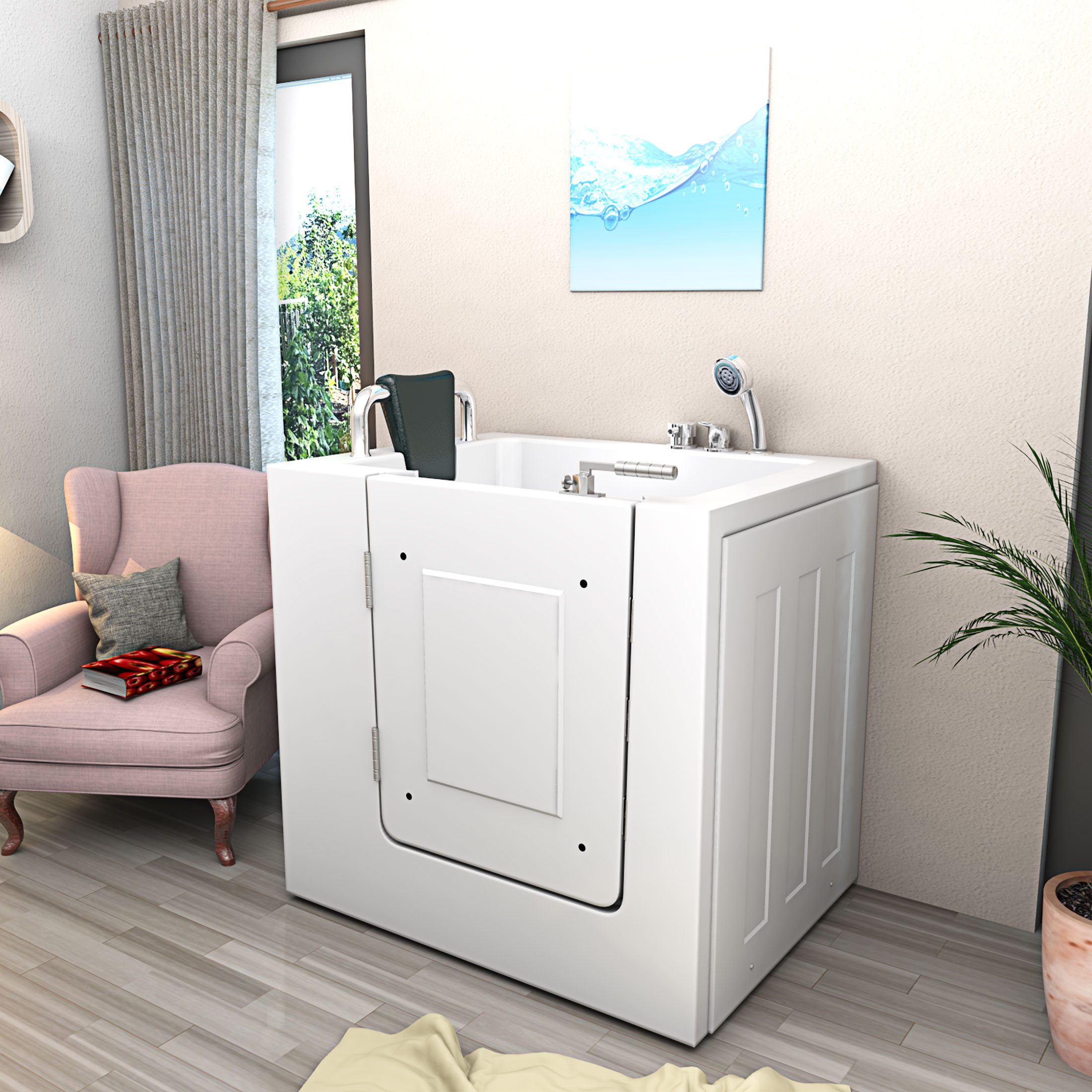 AcquaVapore Badewanne Senioren Sitzwanne Badewanne mit Tür S02-B-L 100x78 cm, (1-tlg), mit Ablaufgarnitur