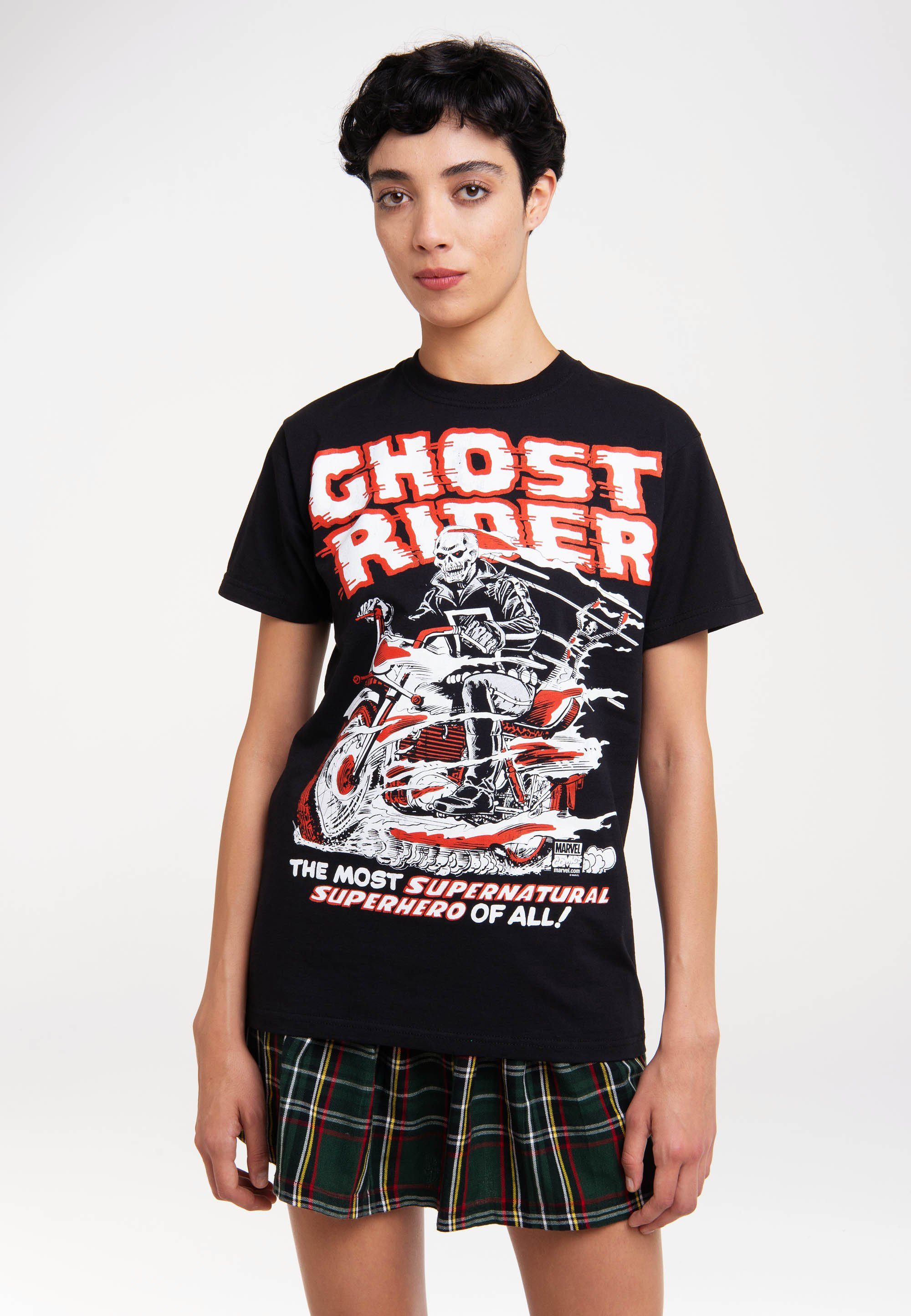 LOGOSHIRT Comics Rider lizenziertem - Ghost T-Shirt Marvel mit Print