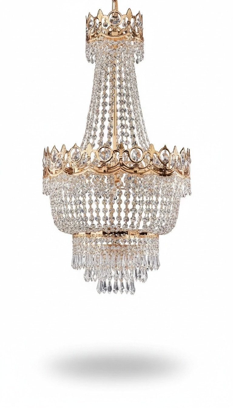 JVmoebel Kronleuchter Eleganter Deckenleuchter in Gold mit Kristallakzenten, Leuchtmittel wechselbar, Made in Europa