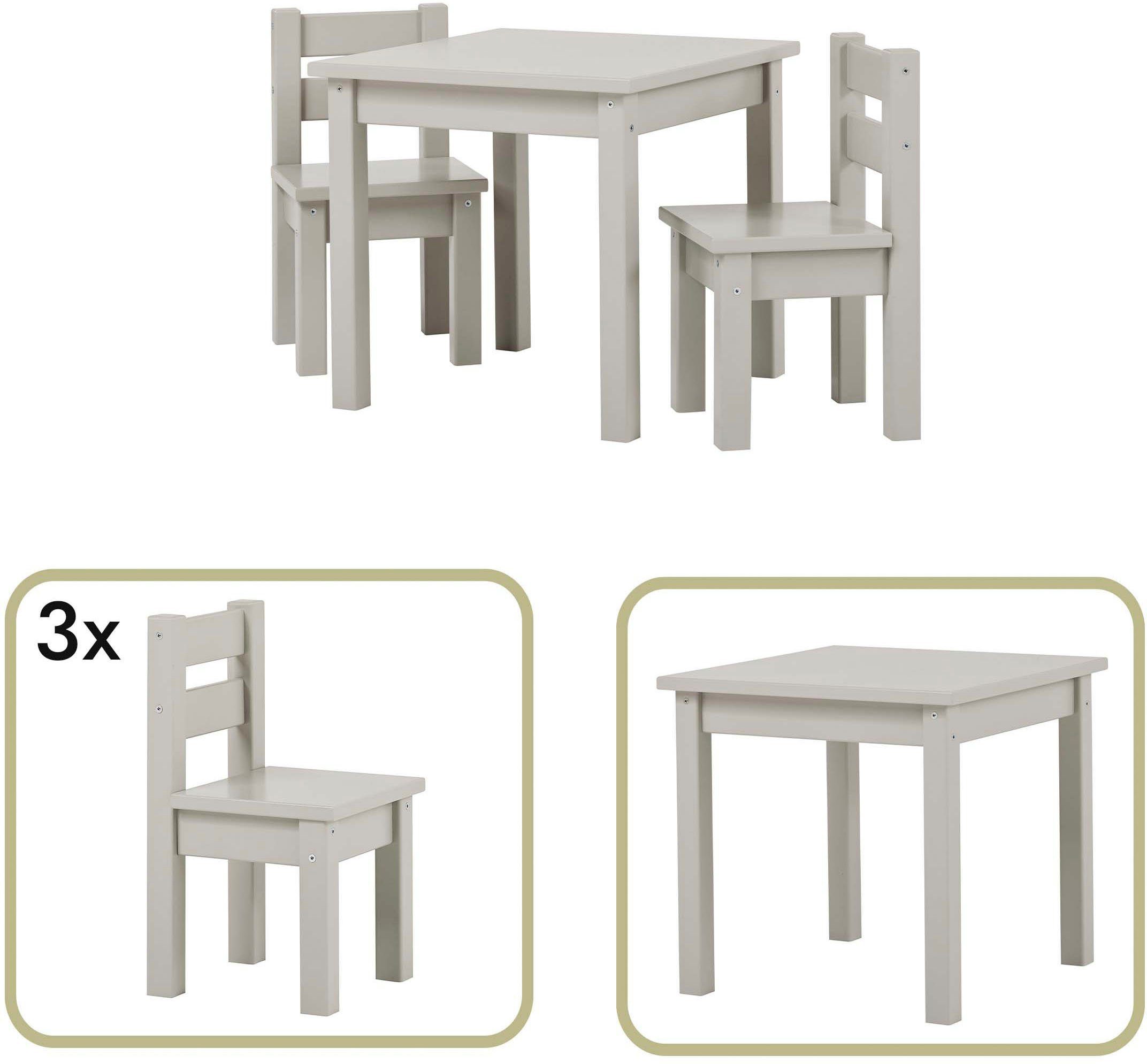 in Kindersitzgruppe, hellgrau Stühle), Kindersitzgruppe vielen 4-tlg., Stühlen Hoppekids (Set, Farben, drei Tisch, 3 1 MADS mit
