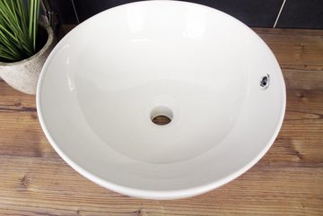 Arnusa Aufsatzwaschbecken Rundes Waschbecken 43x17 cm (mit Überlauf), mit Überlauf