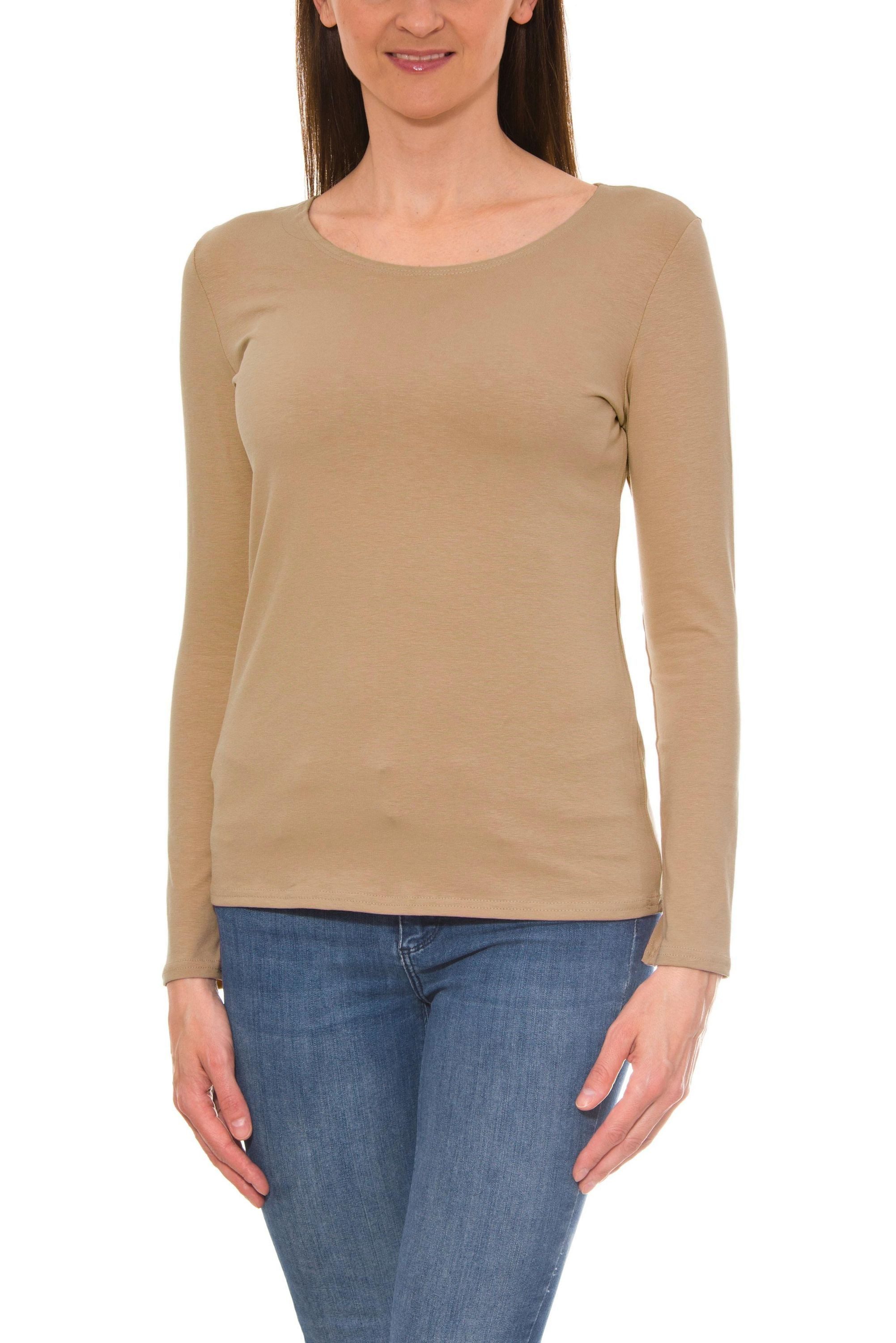 Longshirt Alkato Damen Langarm Shirt mit O-Ausschnitt