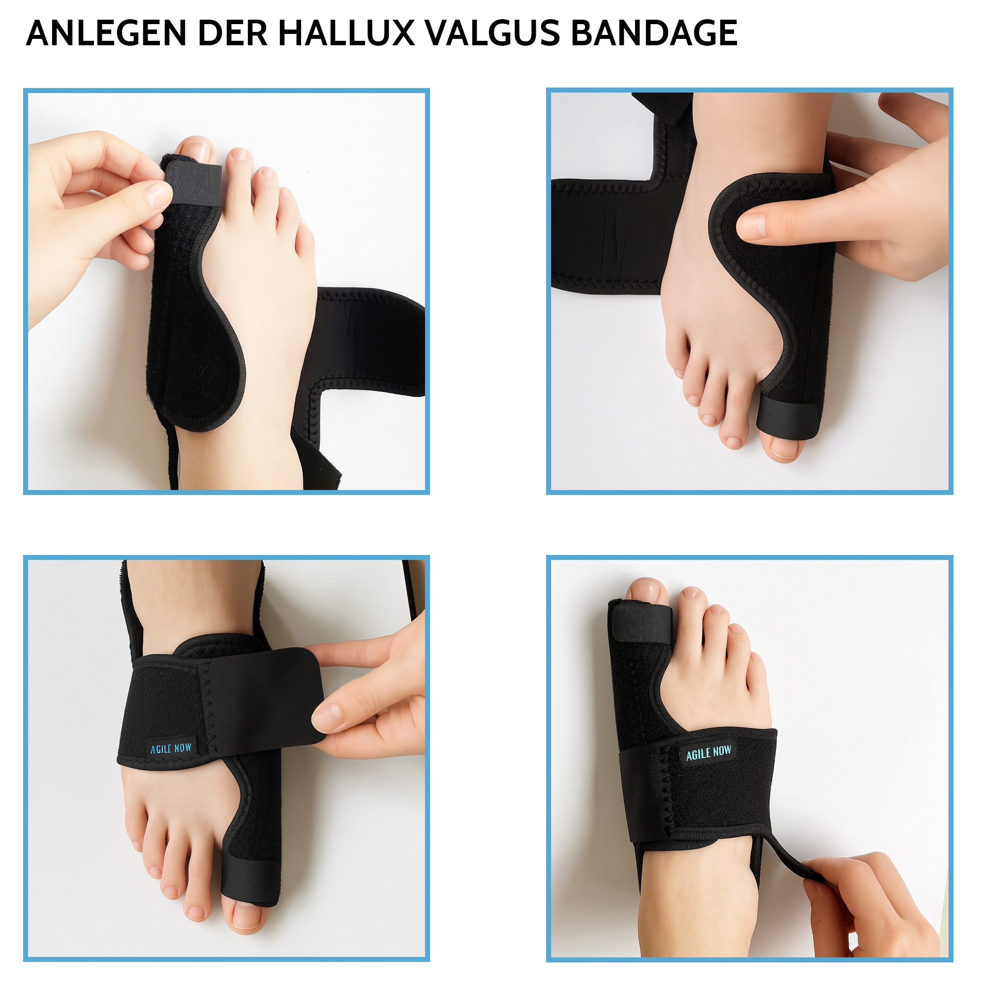 AGILE NOW Hallux-Bandage Hallux Valgus Bandage, 1 Paar, flexibel anpassbar