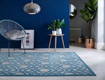 Teppich Oro, FLAIR RUGS, rechteckig, Höhe: 4 mm, fußbodenheizungsgeeignet, samtartiger Flor, geometrisch gemustert