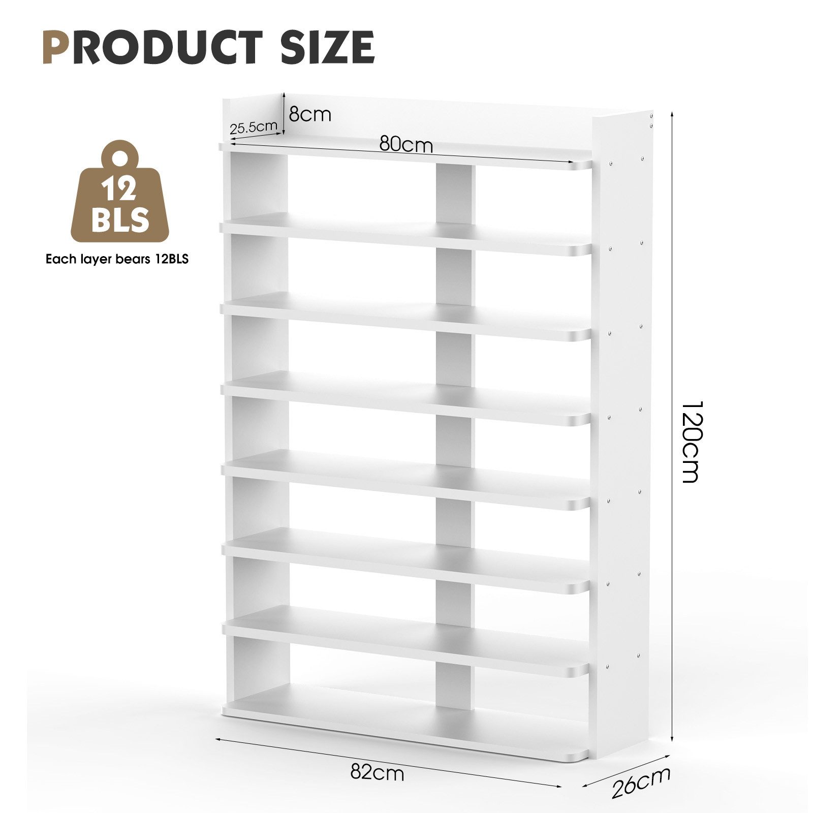 oyajia Schuhregal Schuhablage Flur mit 8 Ebenen Offener Schuhschrank, mit 8 Ablagen für 30 Paare Schuhe,XXL Ständer Regale, Schuhschrank Schuh Organizer Platzsparend, 82 x 26 x 120 cm