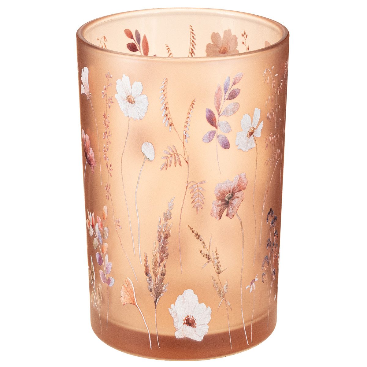 Florists Products Windlicht Teelichthalter Glas Deko mit Blumenmotiv für stimmungsvolle