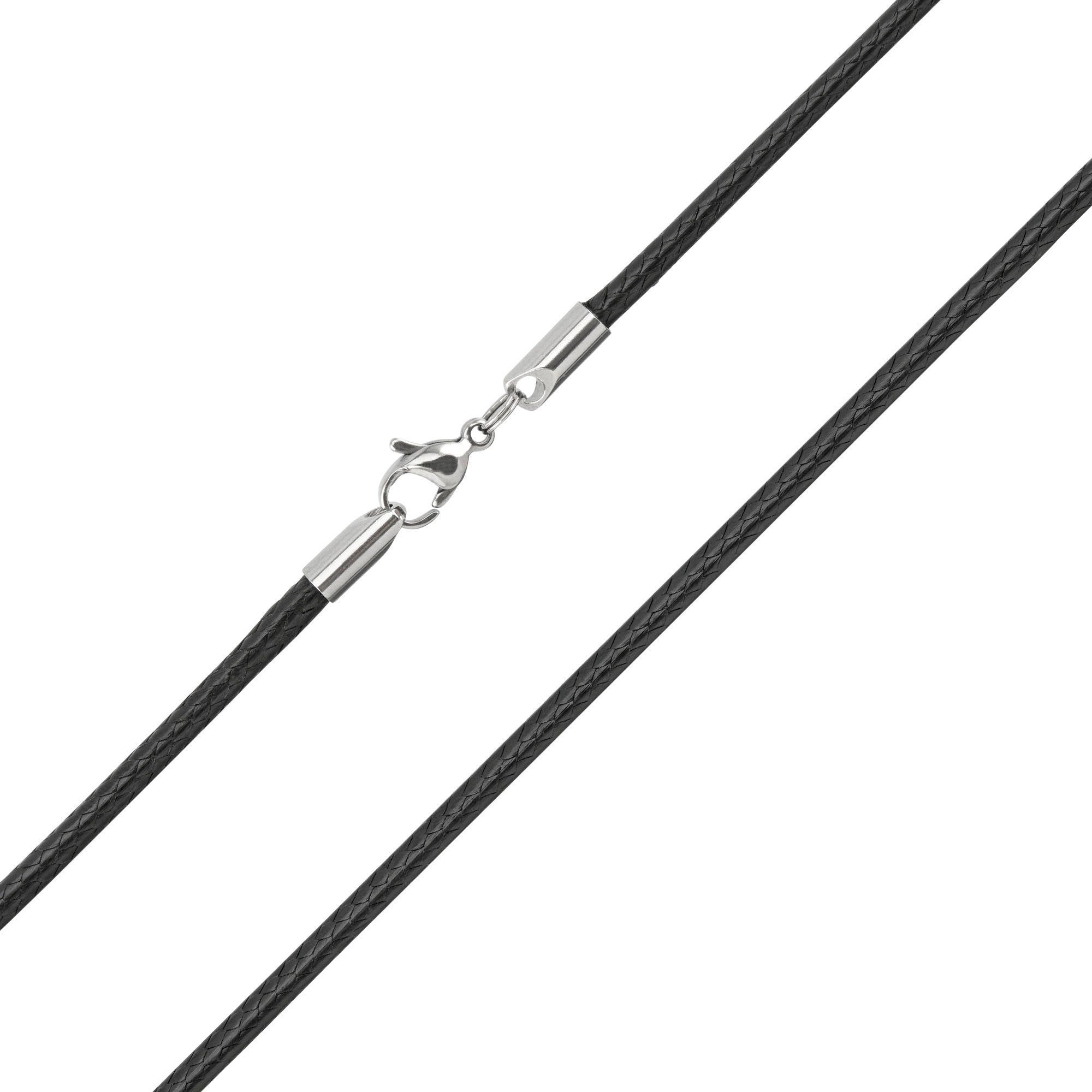 Auroris Kette ohne Anhänger aus Lederimitat Dicke 2mm schwarz mit Edelstahl günstig online kaufen