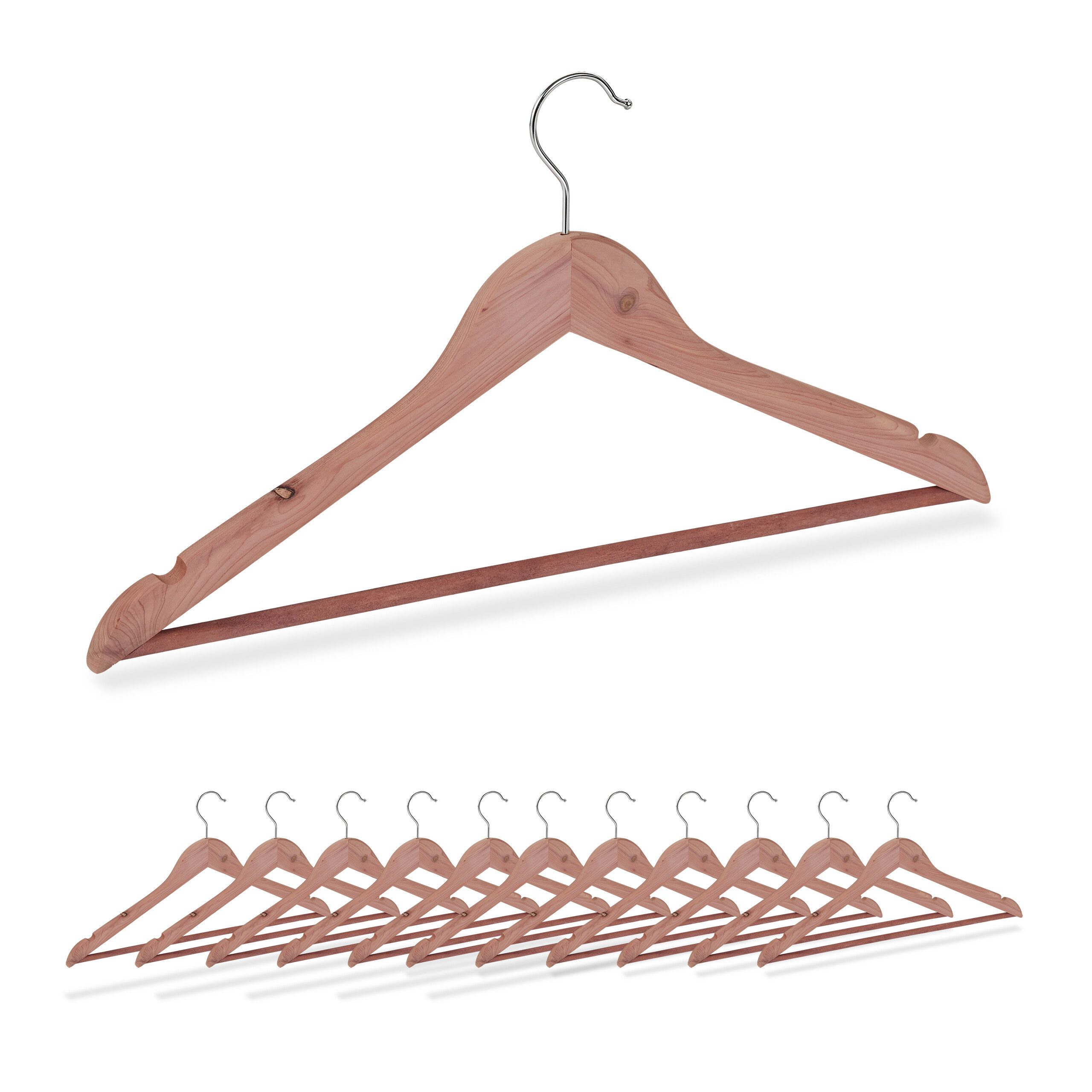 relaxdays Kleiderbügel Zedernholz 12er Set, (12-tlg) günstig online kaufen
