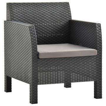 vidaXL Gartenlounge-Set 2-tlg. Garten-Lounge-Set mit Auflage PP Rattan Anthrazit, (2-tlg)