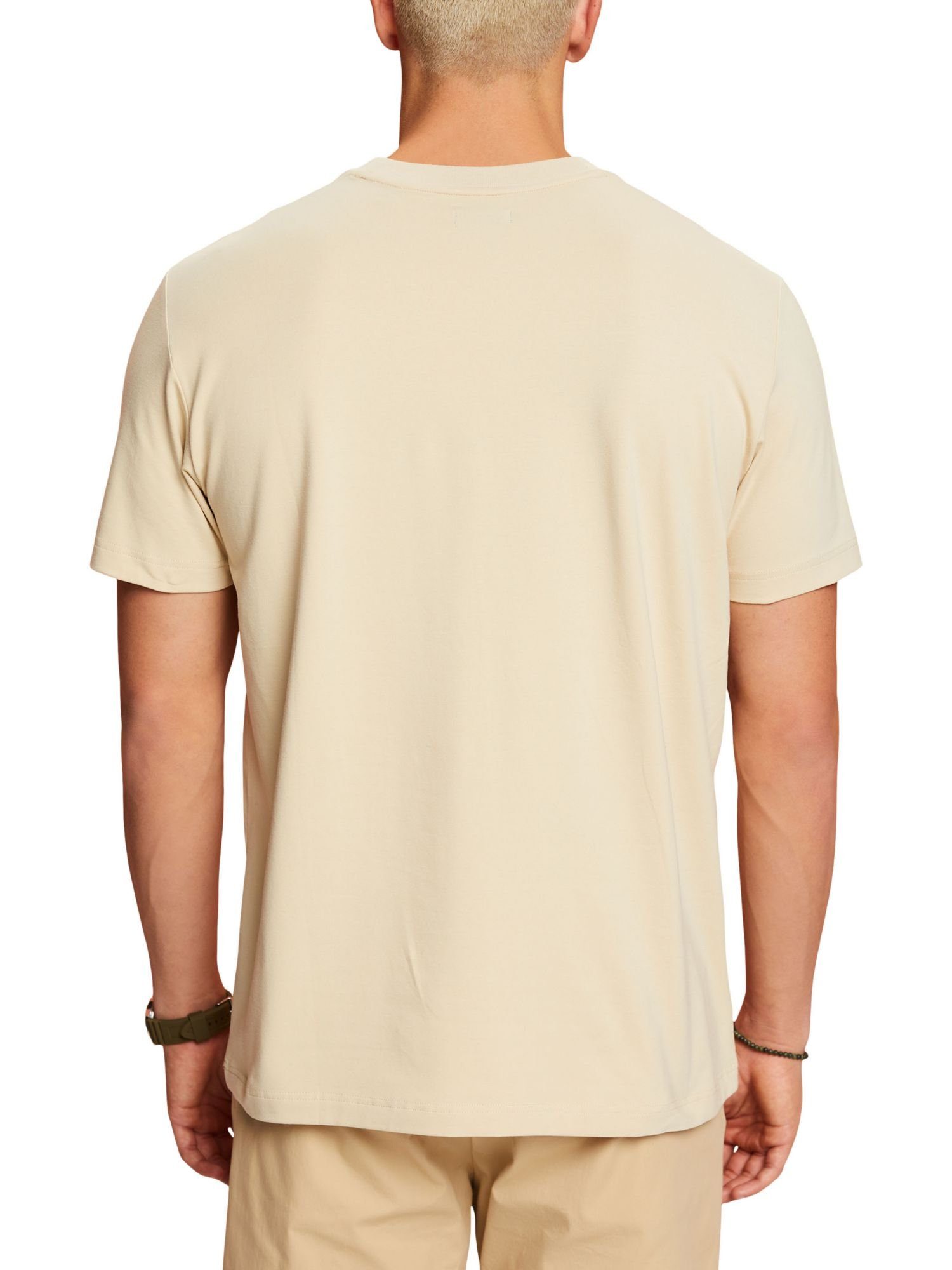 Esprit Logo-T-Shirt (1-tlg) BEIGE aus T-Shirt Baumwolljersey