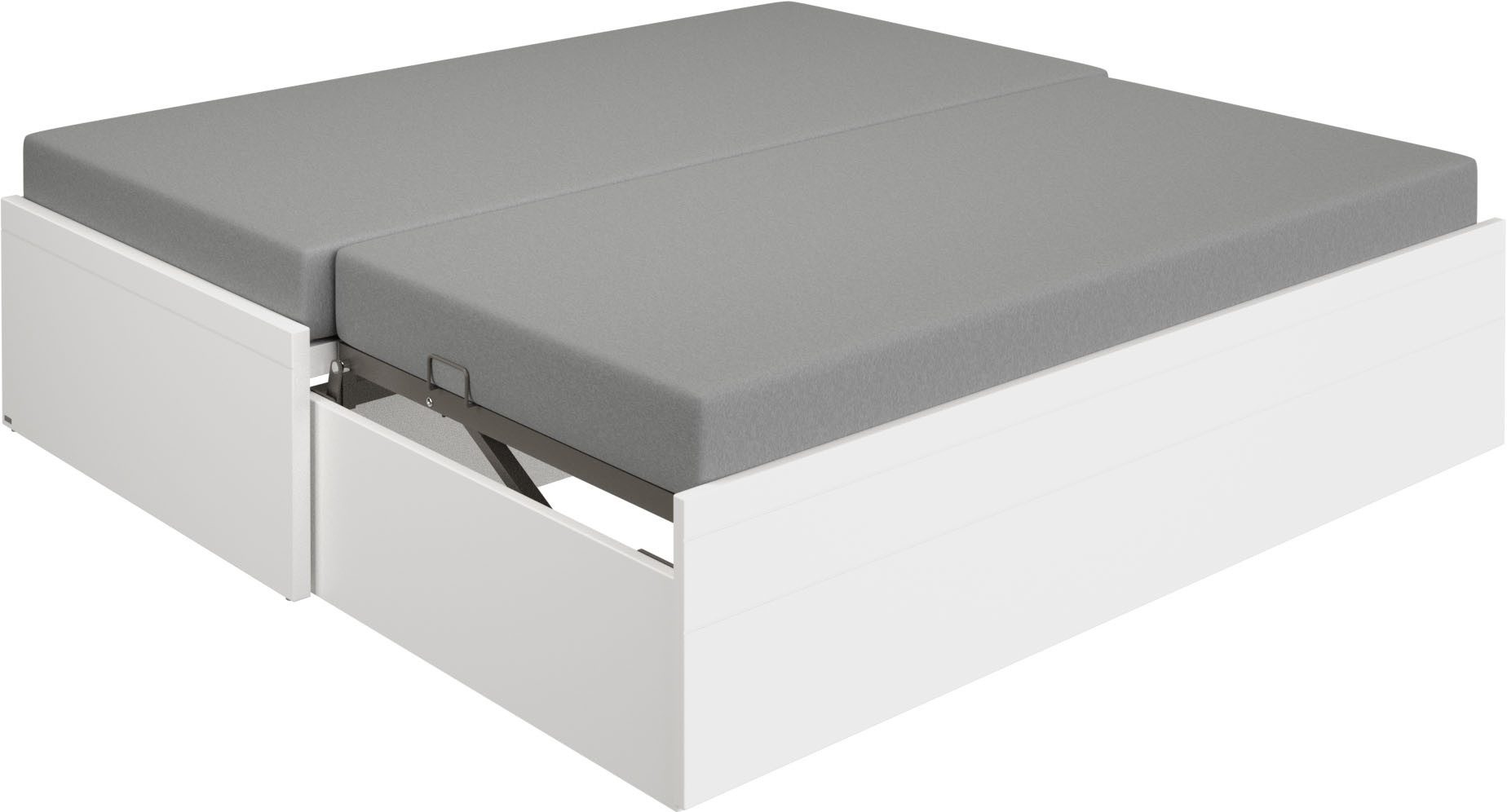 PAIDI Jugendbett FLYNN in verschiedenen Ausführungen, Ausziehbett mit 2 Liegeflächen, Gästebett, Metallgestell inkl. Lattenroste, 2-in-1 Funktionsbett