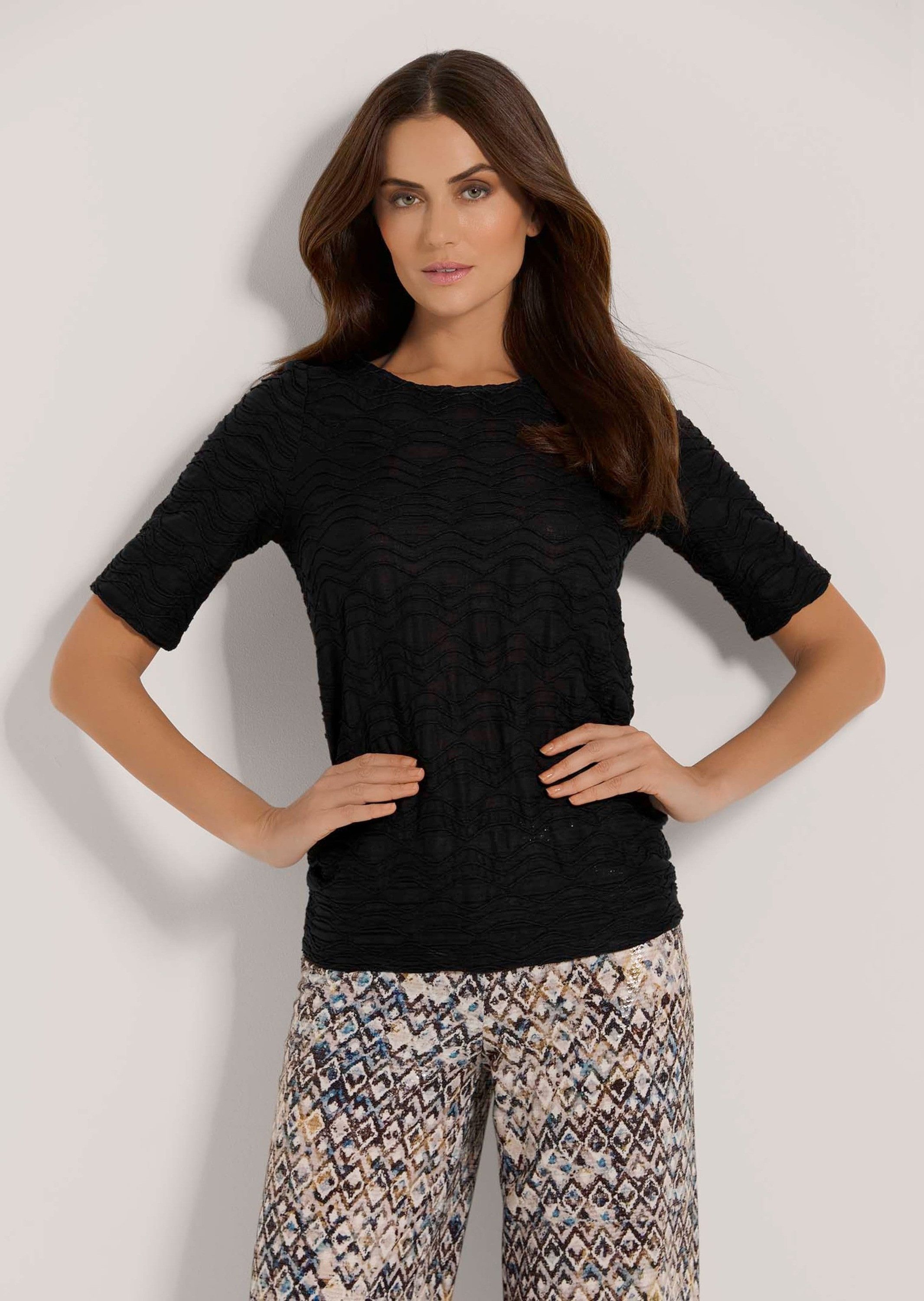 MADELEINE Kurzarmshirt Viskoseshirt mit Rundhalsausschnitt Basicshirt mit s günstig online kaufen