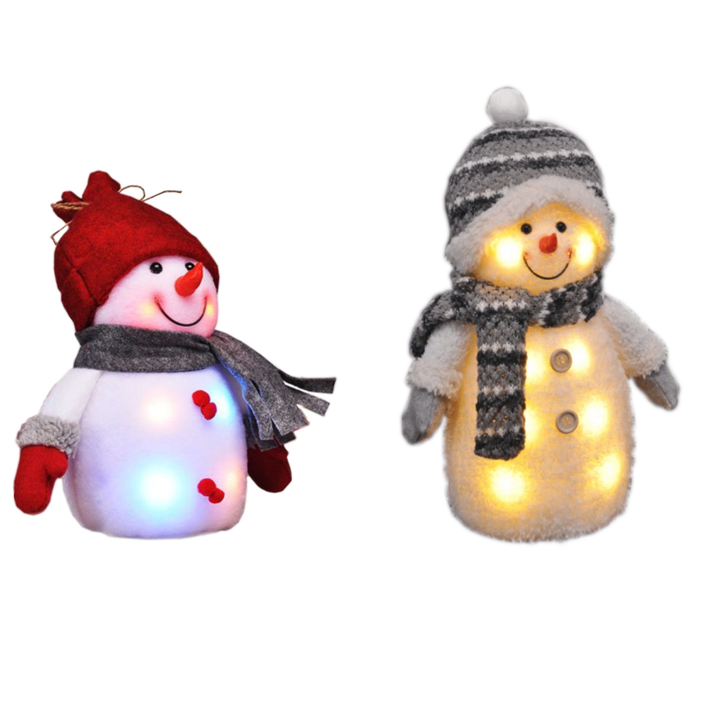 LED-Dekofigur 2er Set Schneemann Deko Weihnachten Adventsdekoration