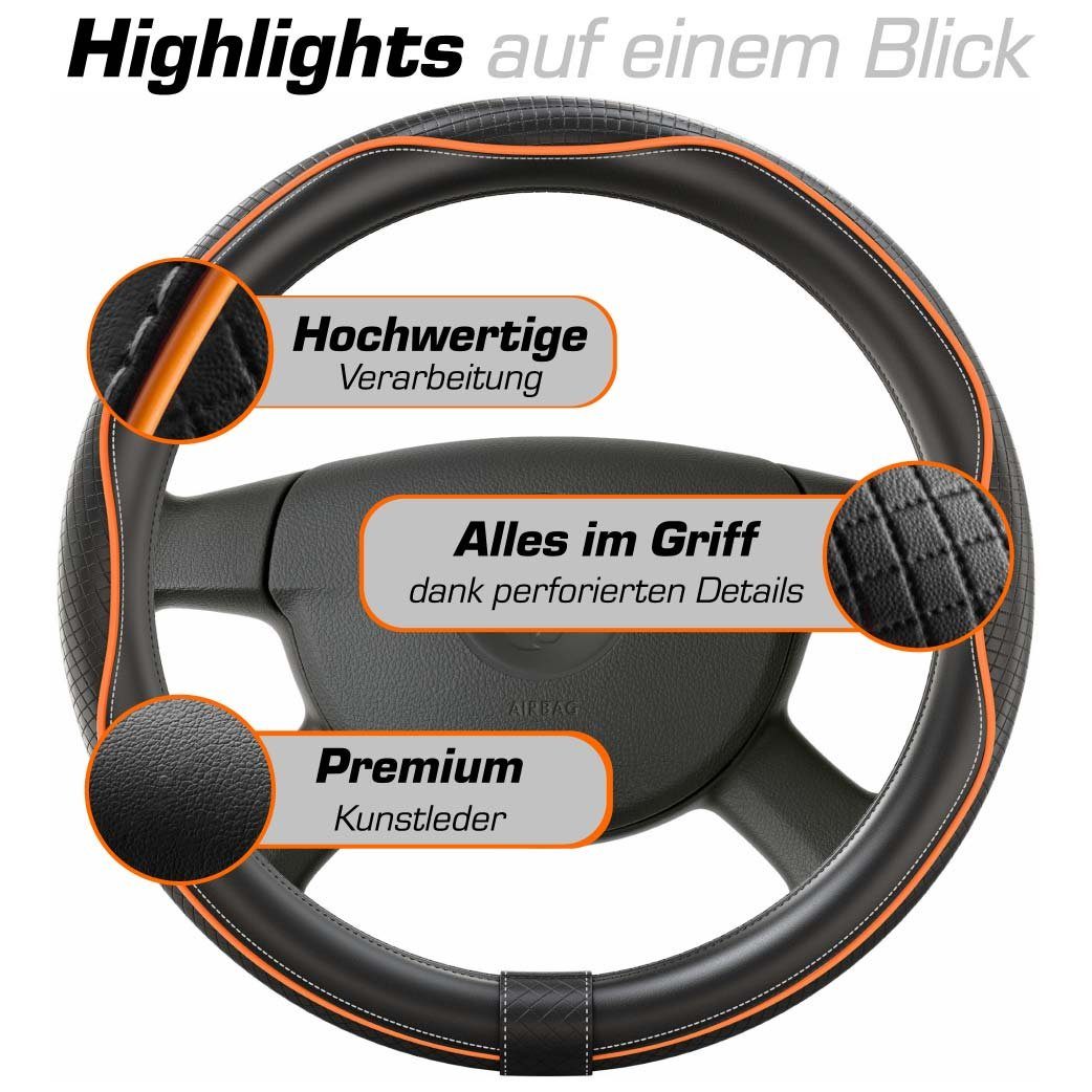 39,00 für mehr mit Details 37,00 Perforierten Grip Linien-Design cm, Ø Upgrade4cars SportsLine, Lenkradbezug Stilvolles Rot -