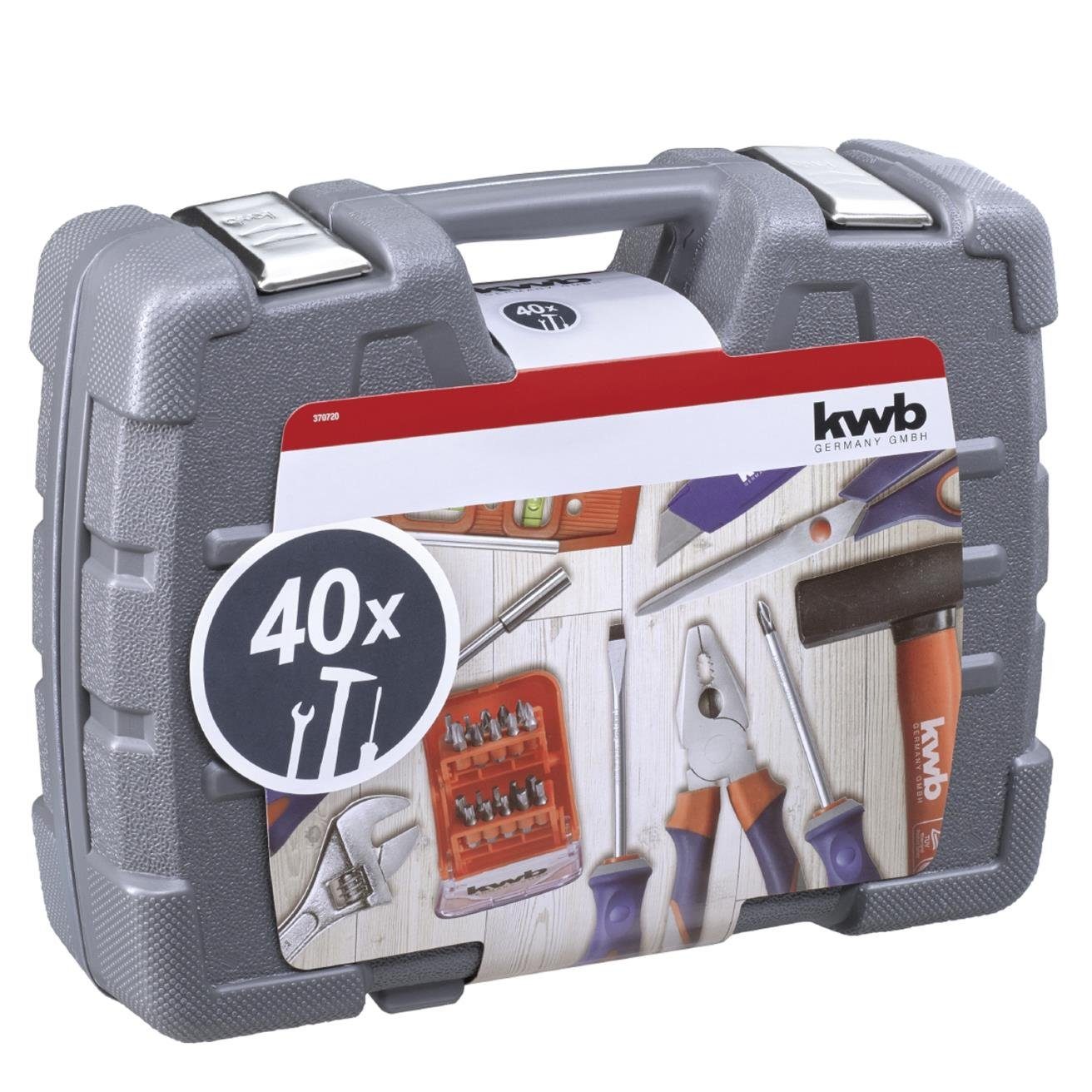 kwb Werkzeugset kwb Werkzeug-Koffer inkl. Werkzeug-Set, 40-teilig, gefüllt, robust, (Set, 40-tlg), perfekte Grundausstattung