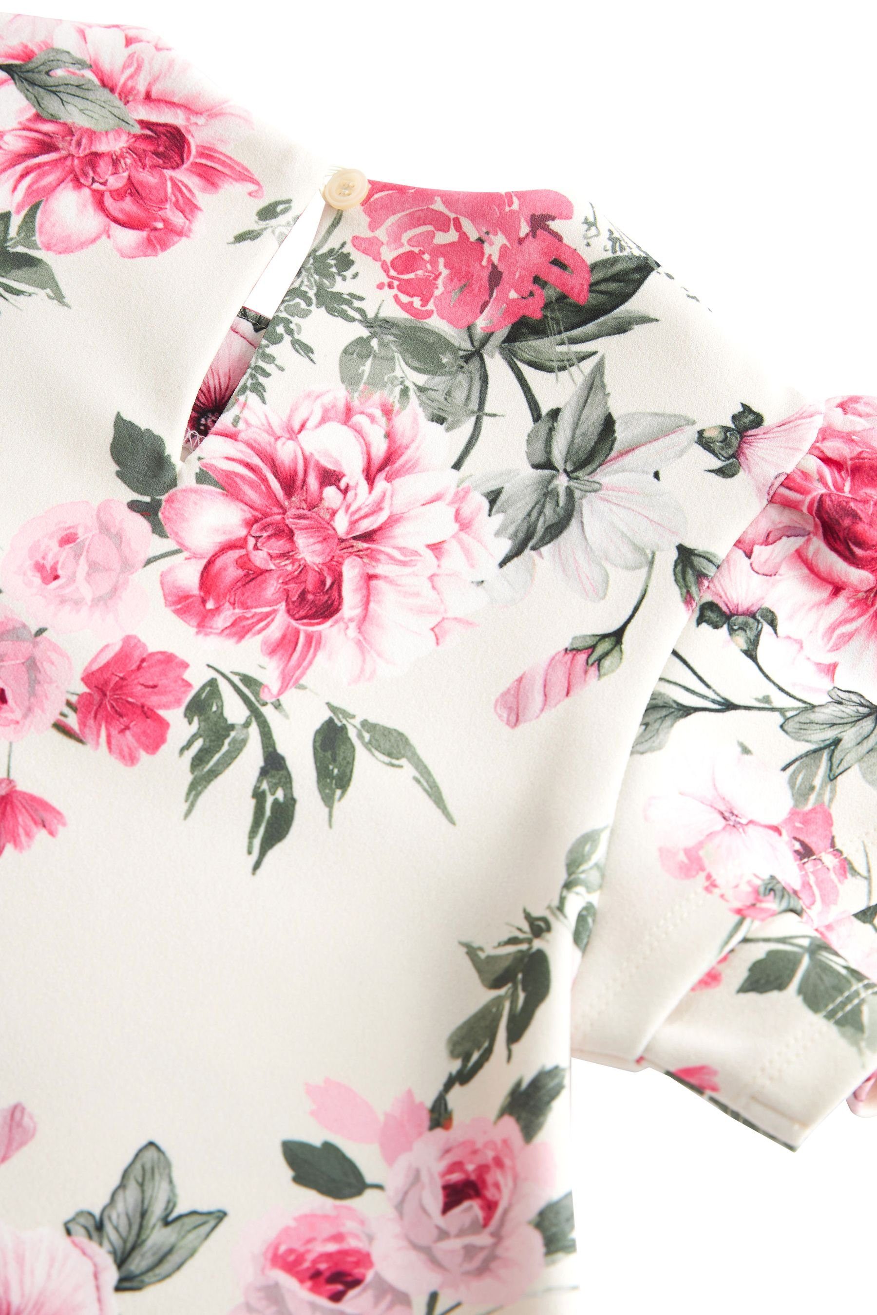 Kleid (1-tlg) Floral Partykleid Ivory White/ Festliches Next Pink Scuba