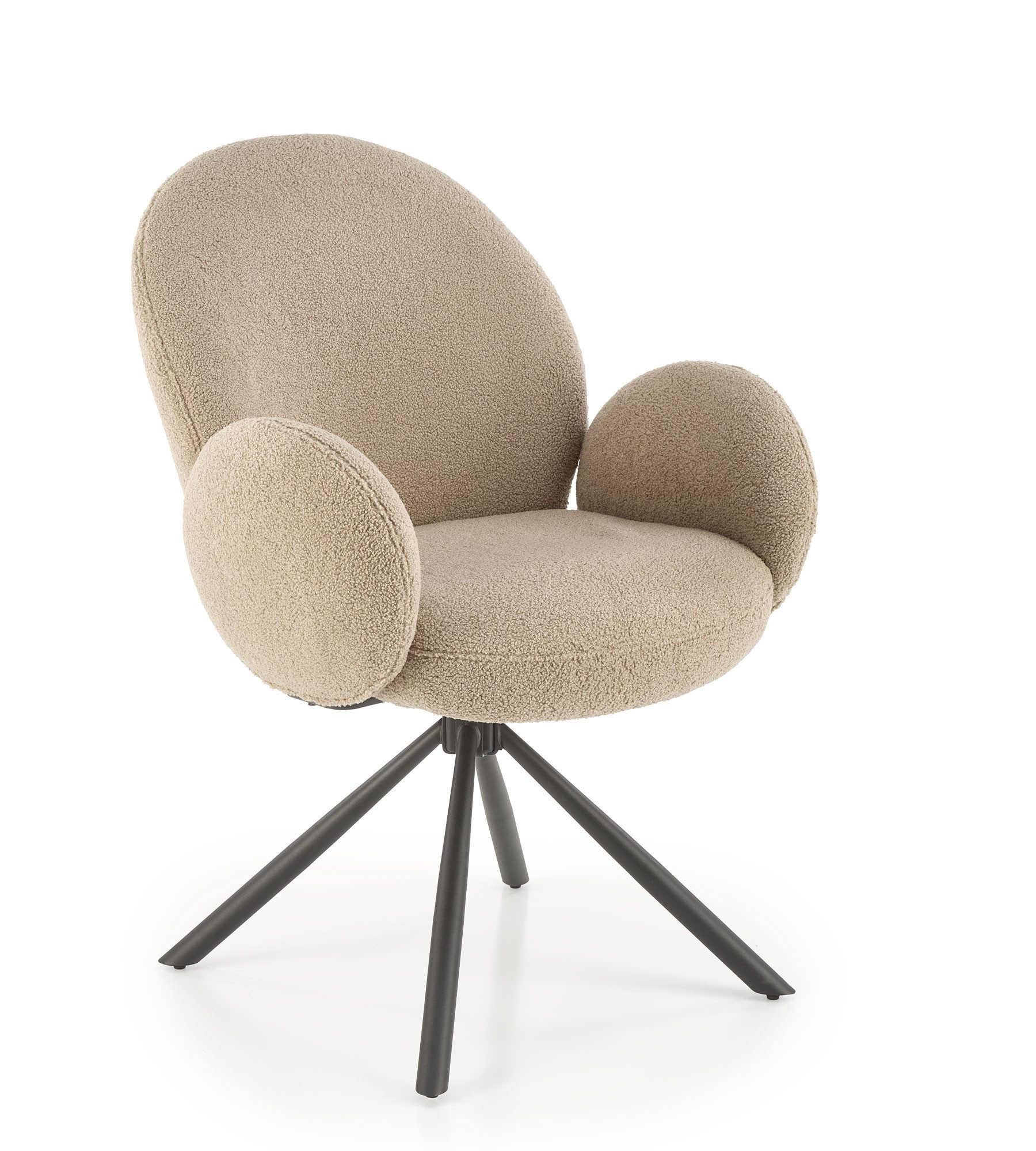 designimpex Esszimmerstuhl Design Esszimmerstuhl STH-444 180 Grad drehbar Teddy Stoff Stuhl
