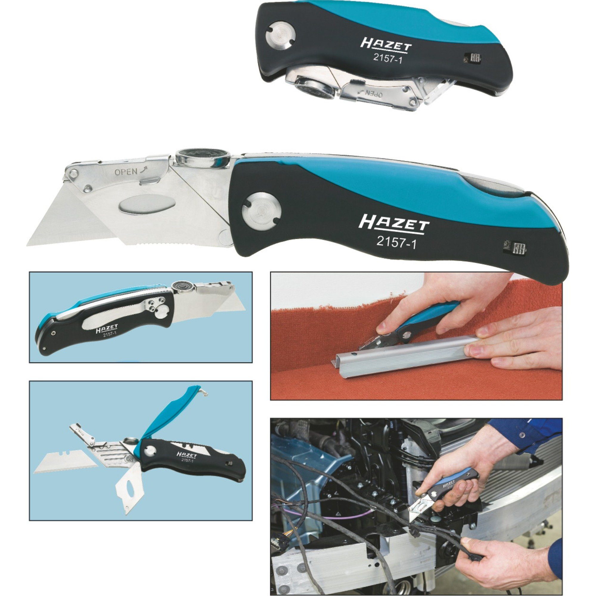 HAZET Multitool Hazet Klappmesser 2157-1, Messer, (Komfortgriff, (Komfortgriff aus schlagfestem ABS)