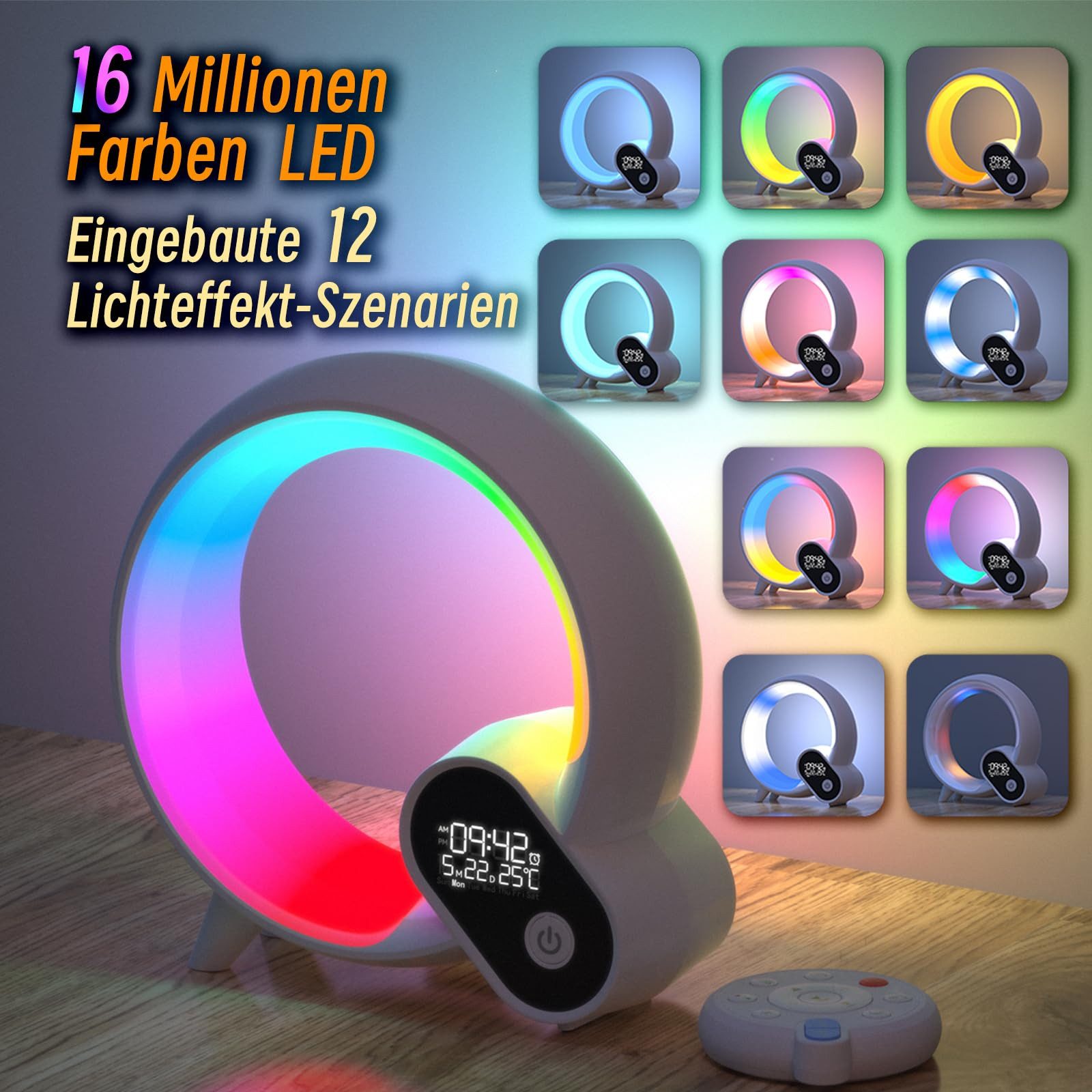 BlingBin LED Nachttischlampe Umgebungslampe Wecklicht Bluetooth-Lautspreche günstig online kaufen