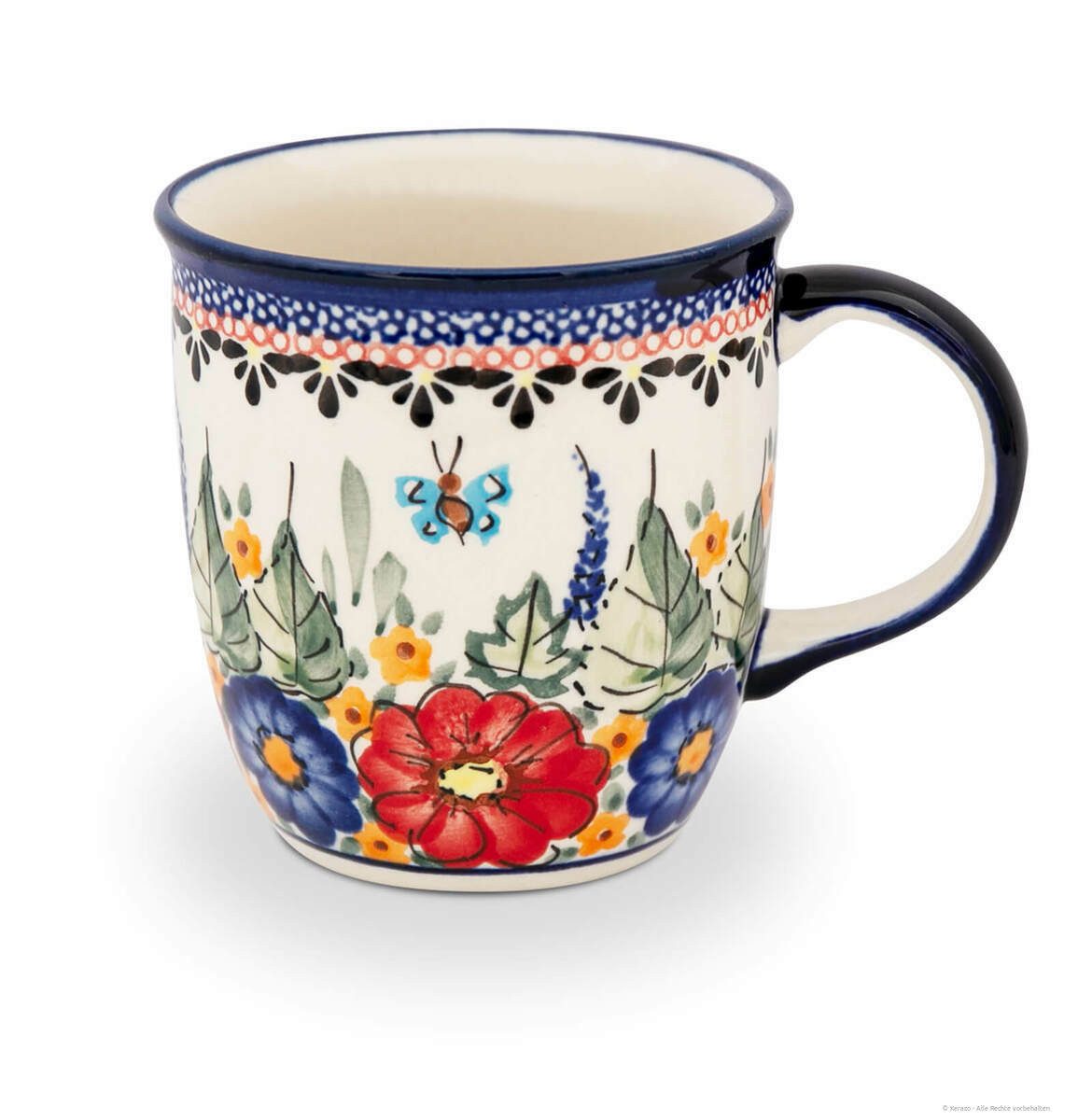 Bunzlauer Keramik Кружки Bunzlauer Keramik 350ml Kaffeebecher Teetasse Pott Ø9,3cm Dekor ART149, Keramik