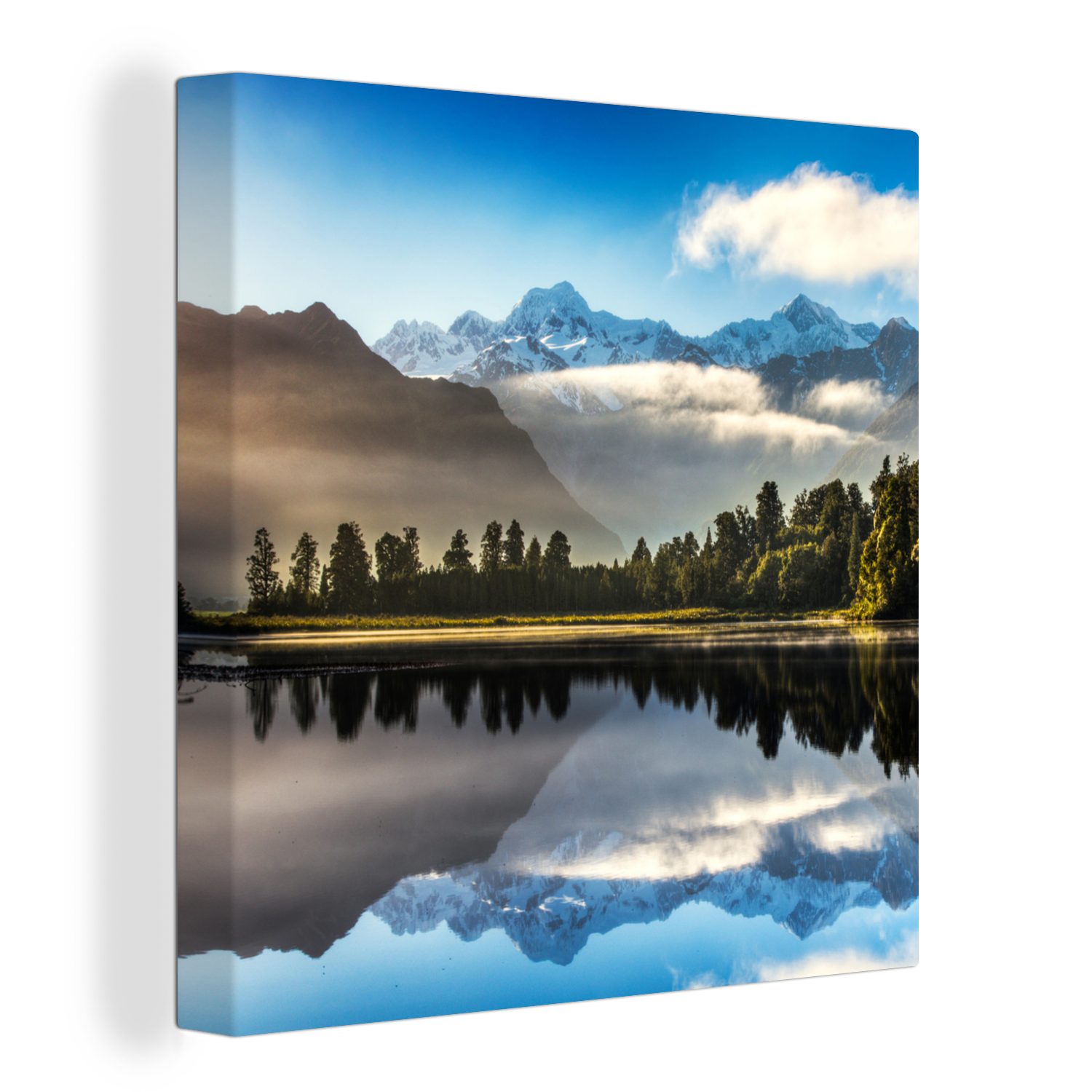 OneMillionCanvasses® Leinwandbild Neuseeland - Reflexion - Berg, (1 St), Leinwand Bilder für Wohnzimmer Schlafzimmer