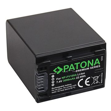 Patona 2x Akku für Sony NP-FV100 Kamera-Akku Ersatzakku Kameraakku 3090 mAh (7,4 V, 2 St), FV30 FV40 FV50A FV70 FDR-AX40 FDR-AX45 FDR-CX680 NEX-VG30