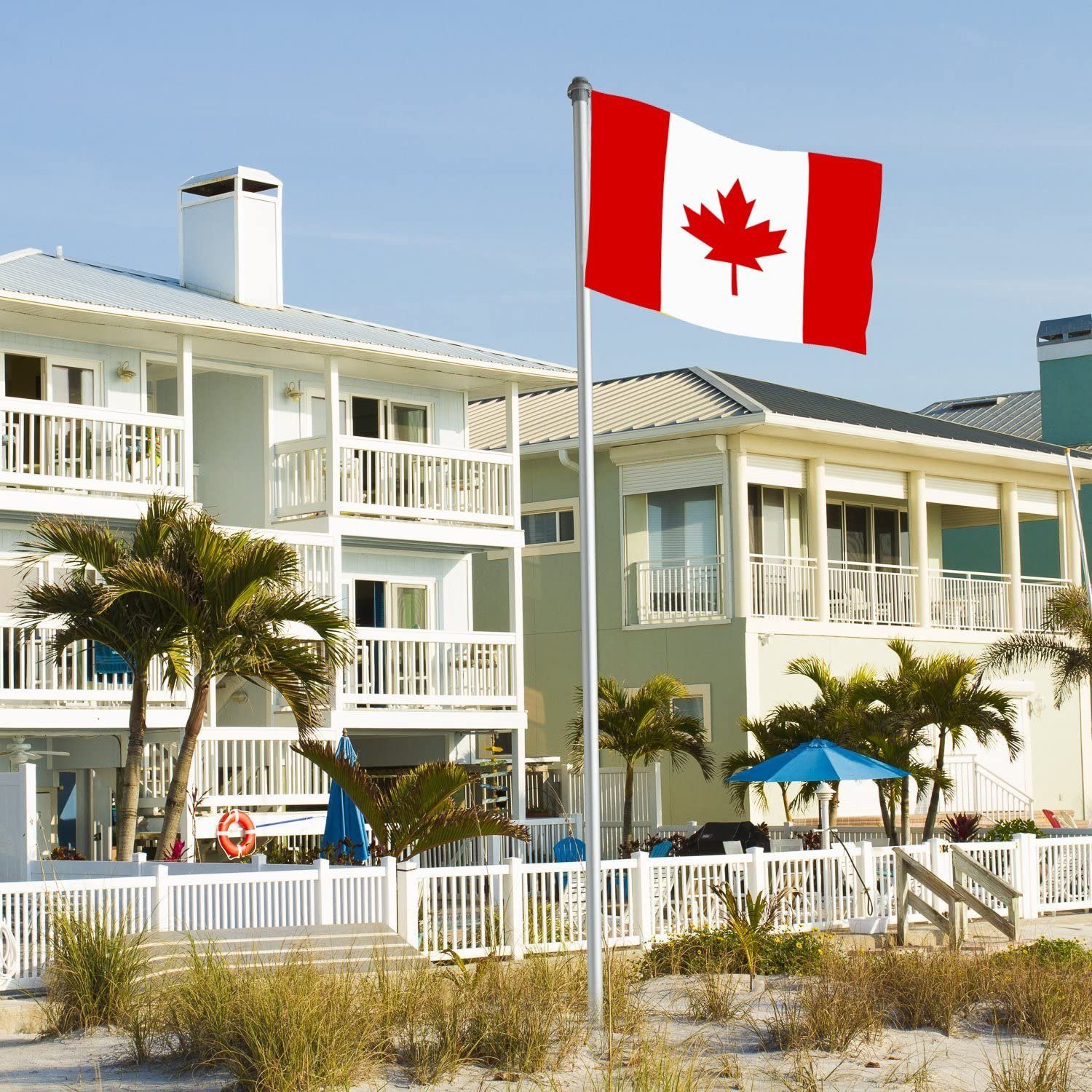 BRUBAKER Fahnenmast Aluminium Fahnenmast inkl. Kanada Flagge 150 x 90 cm, (All-In-One Fahnenmast-Set), Flaggenmast mit Bodenhülse und Kanadafahne für Garten und Camping