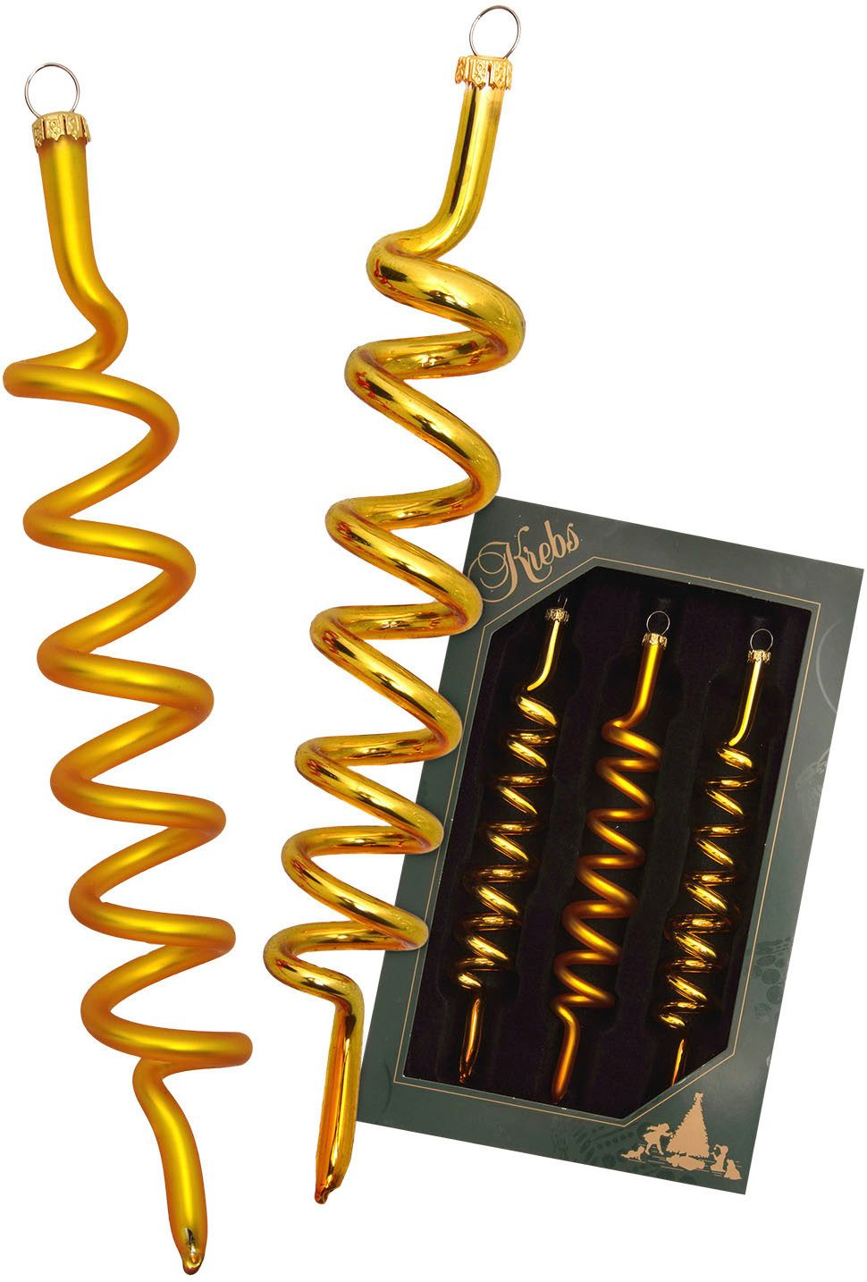 Krebs Glas Lauscha Weihnachtsbaumkugel Baumschmuck Korkenzieher-Set gold 14cm, Dekoriert mit Liebe zum Detail