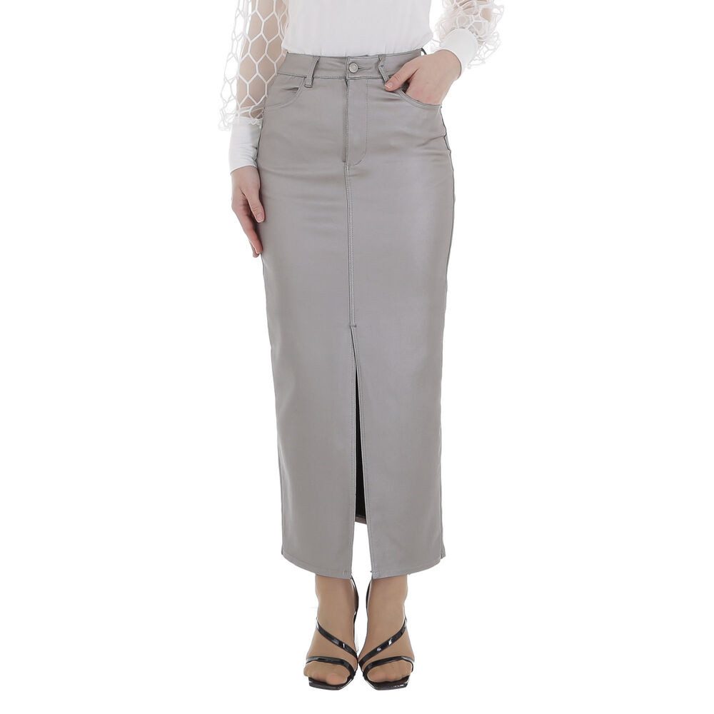 Ital-Design Maxirock Damen Elegant (86358988) Glänzend Maxirock in Silber günstig online kaufen