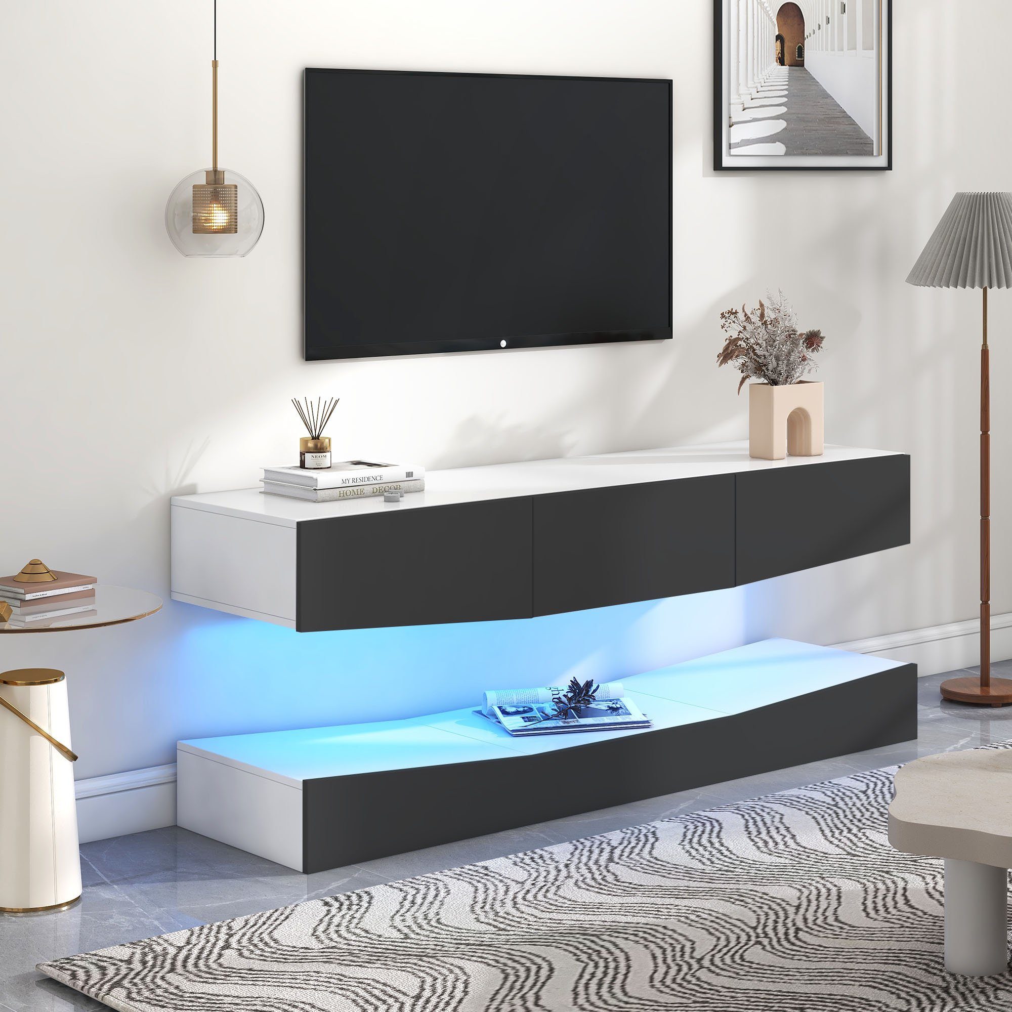 Merax Lowboard Hochglanz Front mit LED günstig online kaufen