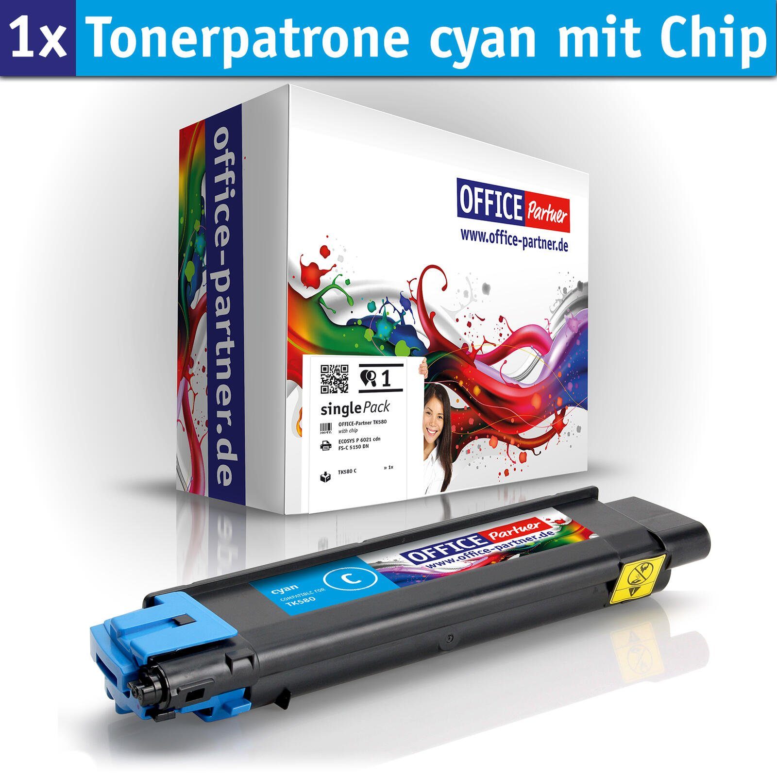 OFFICE-Partner Tonerkartusche - Kyocera cyan Alternative C zu TK-580