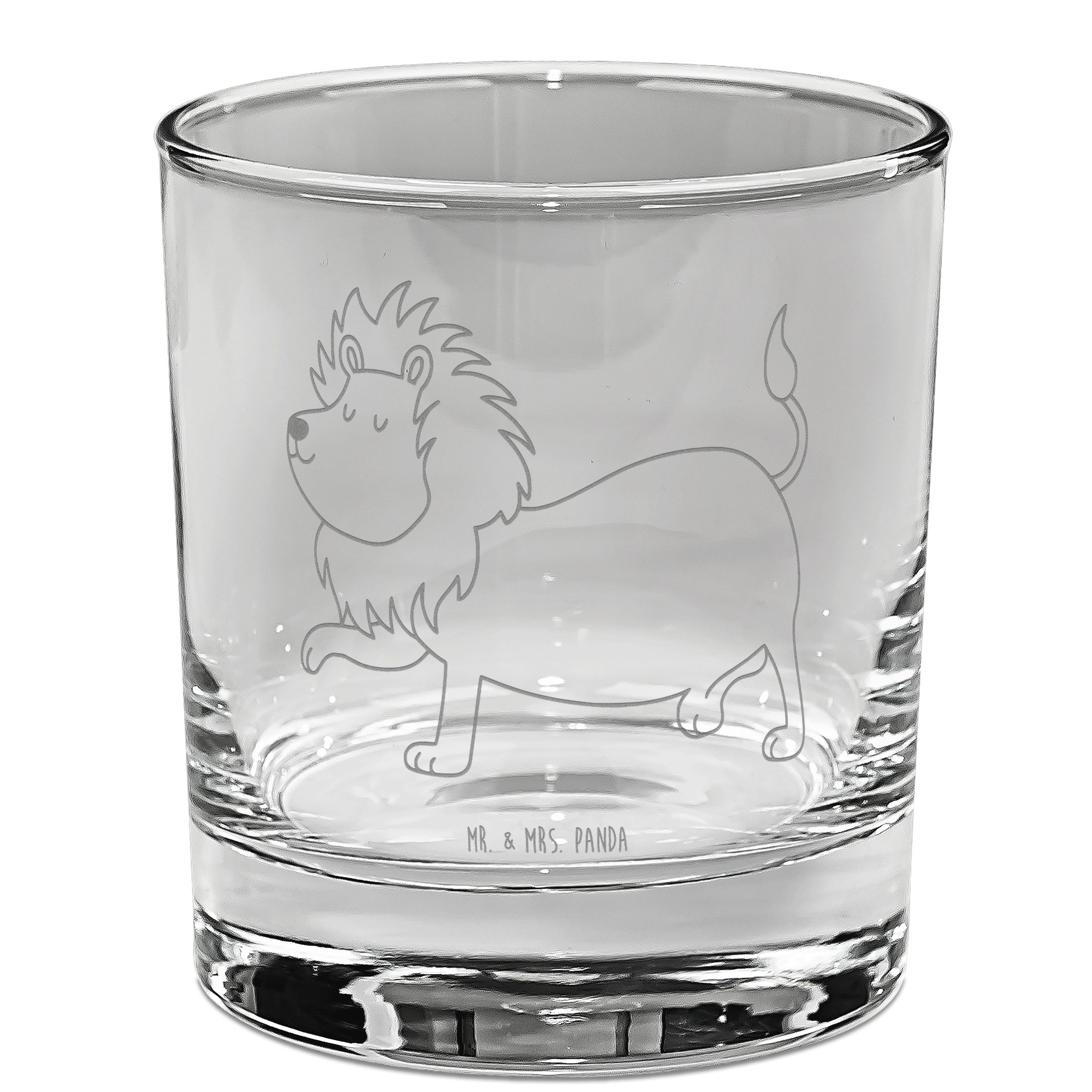 Mr. & Mrs. Panda Glas Sternzeichen Löwe, Glas, Transparent, Geburtstag Juli, Longdrinkglas, Premium Glas, Ginglas Löwe Sternzeichen Tumbler Glas