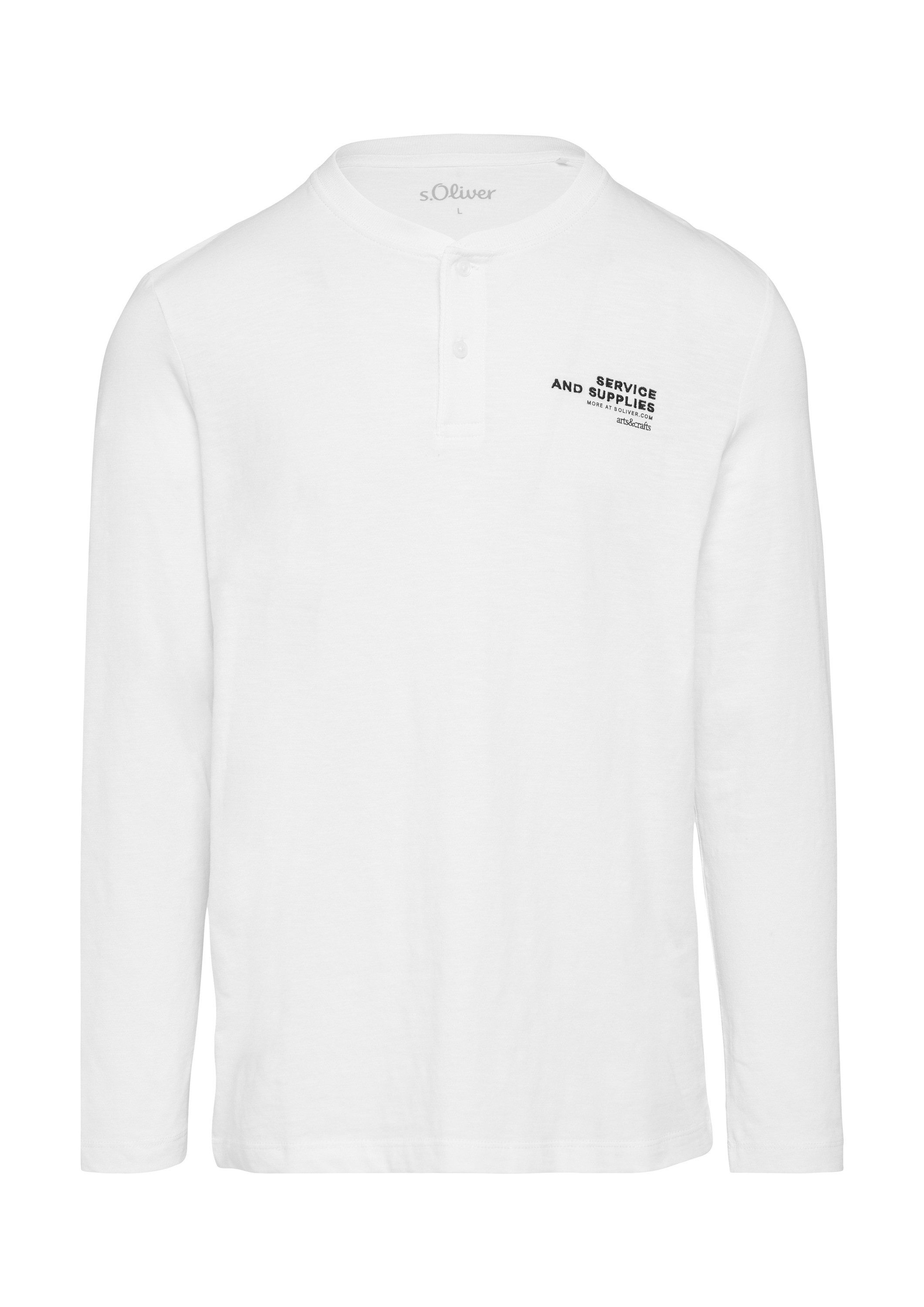 s.Oliver Langarmshirt T-Shirt Henley-Shirt mit Flammgarnstruktur und Sticke günstig online kaufen