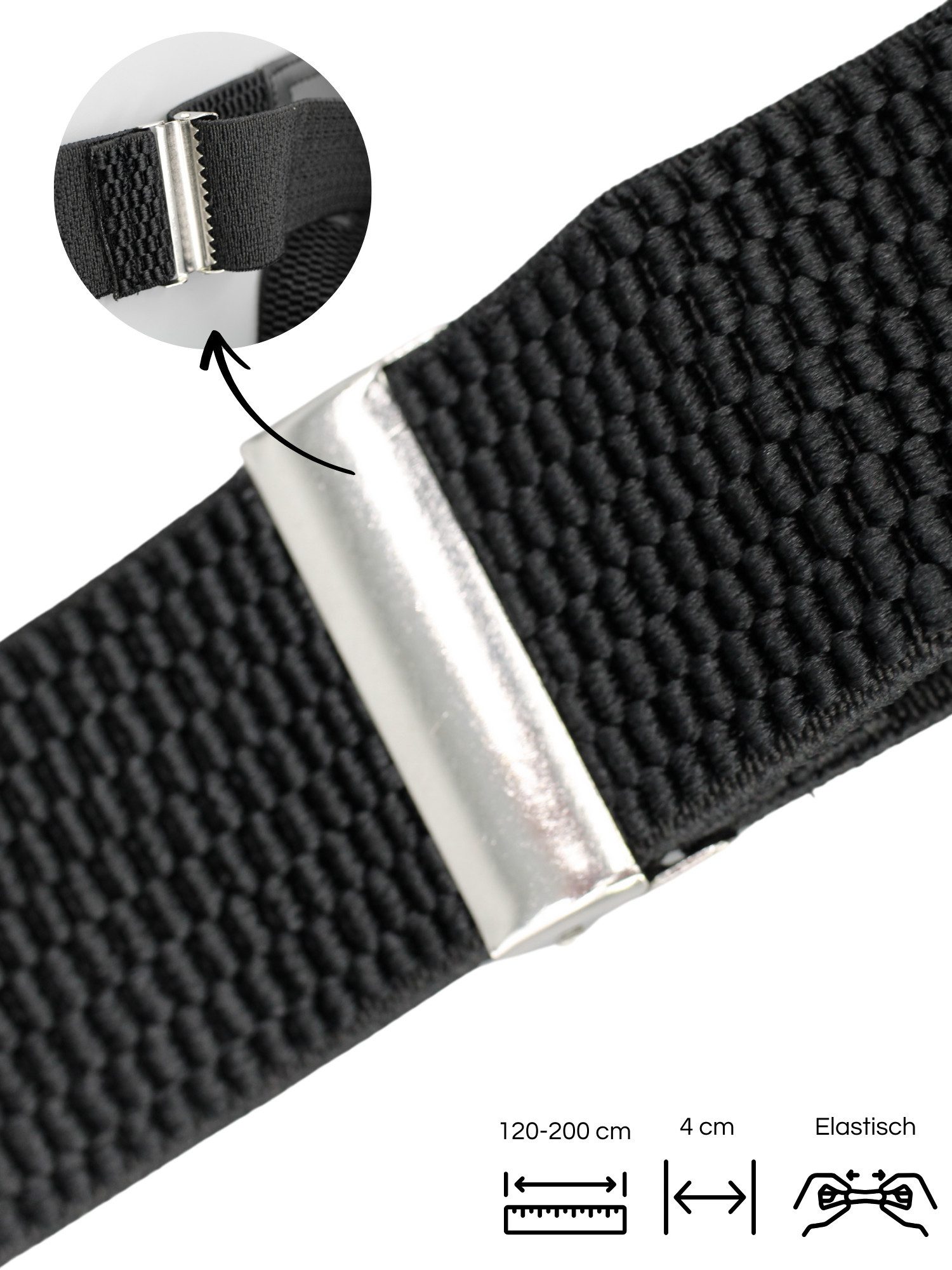 ANTALUX Hosenträger Y-Form – Elastisch & Verstellbar - Breite 4 cm, mit Metallclips 14 verschiedene Farben – Bild 4 von 4