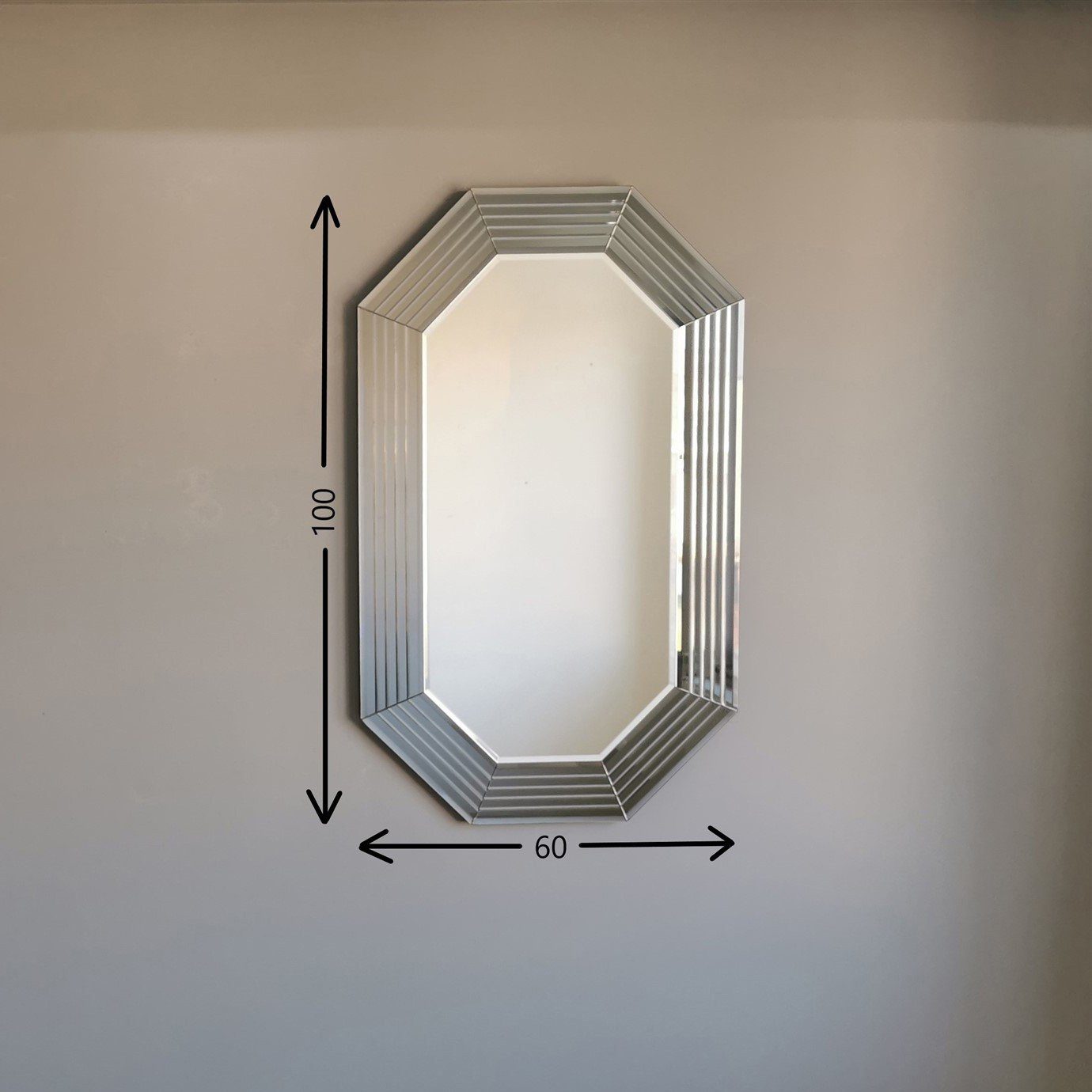 MDF Silber, Wandspiegel Decor 100x60 cm, 100% A311DNOS, Skye