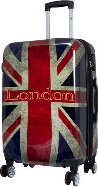 Warenhandel König Trolleyset Union Jack, 4 Rollen, (Gr. M, L und XL, 3 tlg., Hartschalen Trolley Set), mit Motiv, Dehnfalte zur Vergrößerung des Packvolumens (Gr. L und XL)