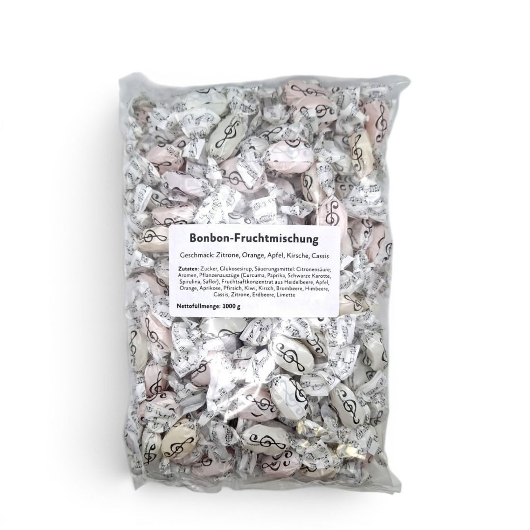 mugesh Süßigkeit Fruchtbonbons mit Noten (1kg-Packung), 1000 g, für Musiker