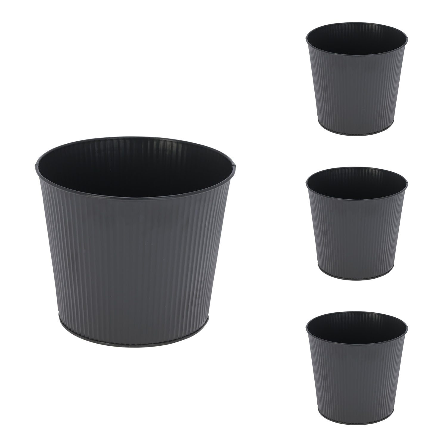 Mojawo Blumenkasten 4 Stk. Blumentopf Pflanzgefäß Balkontopf Pflanztopf verzinkt Ø13xH11cm