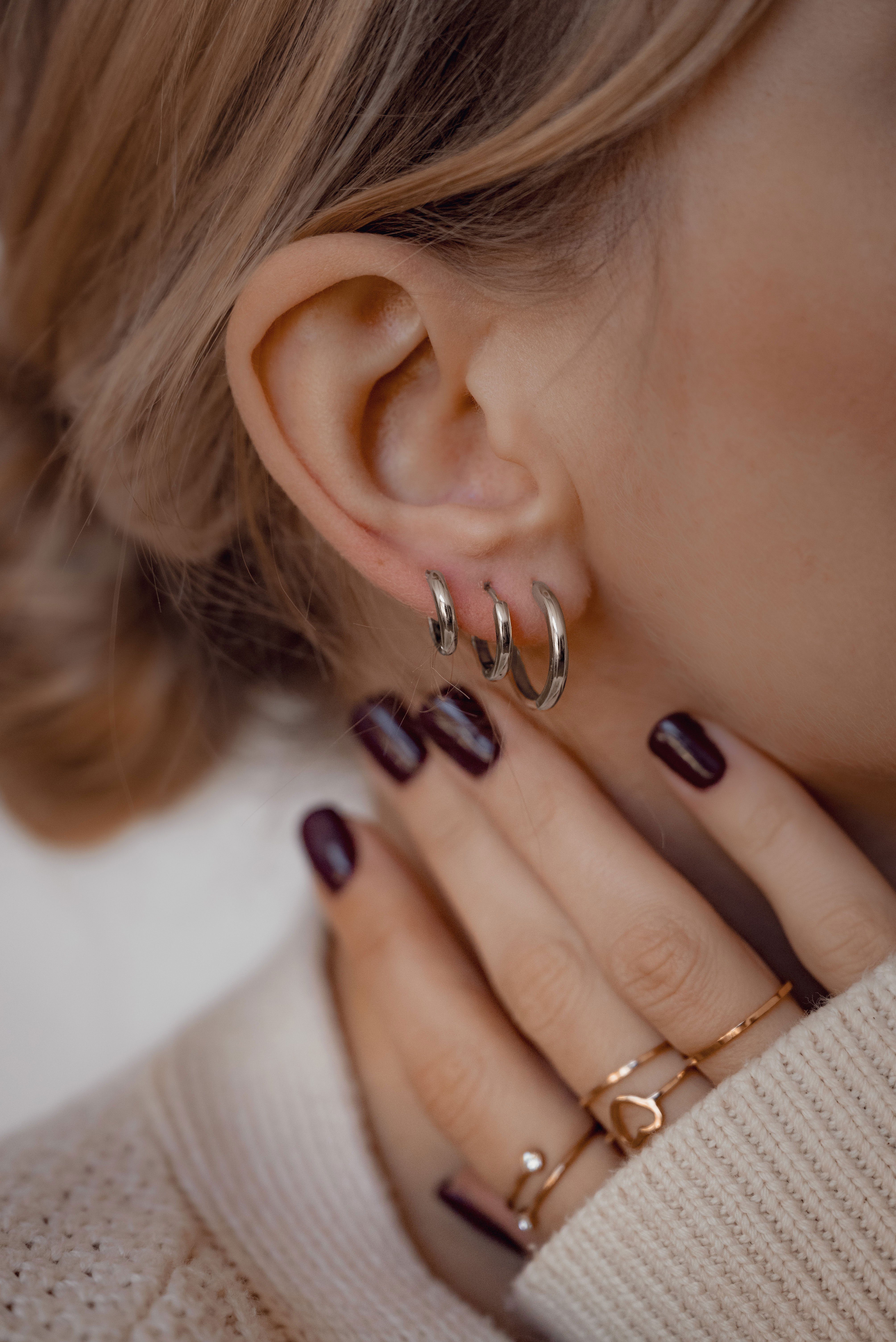 Hey Happiness Creolen-Set Layer Basic, Klein Mittel Groß Silber Ohrringe Se günstig online kaufen