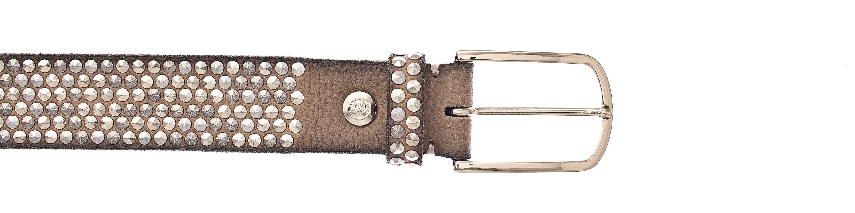 Gold Diamantnieten Zoe mit b.belt Ledergürtel camel