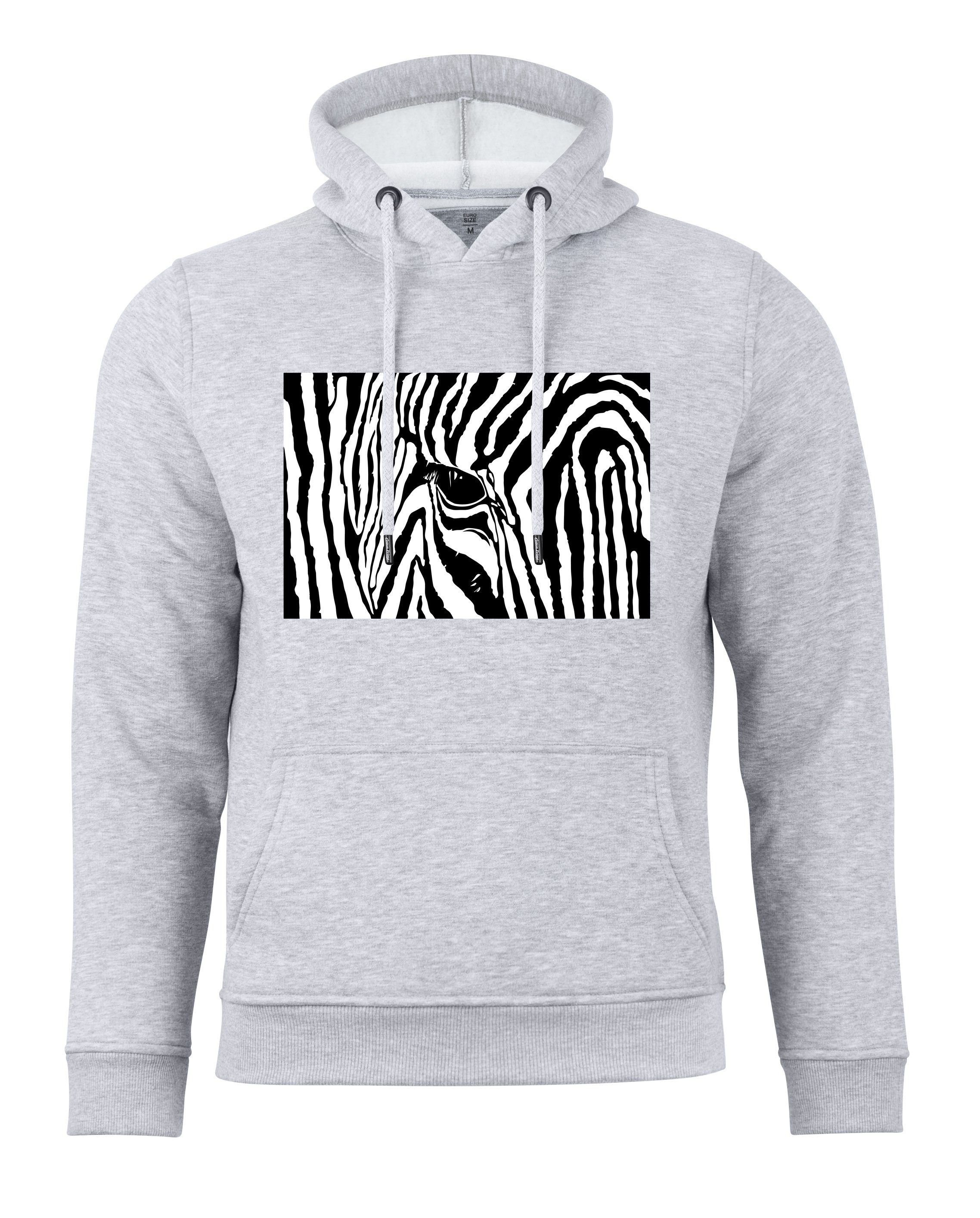 Zebra grau & Innenfleece Black mit weichem Hoodie Cotton Eye White Prime®
