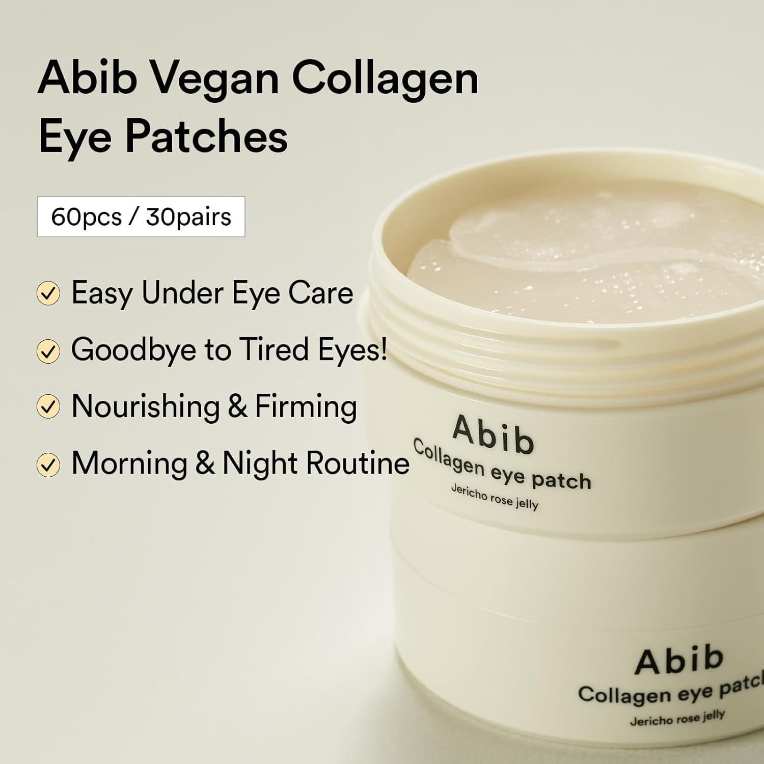 Abib Augenpads Collagen Eye Patch Jericho Rose Jelly – feuchtigkeitsspendende, Hydrogel-Augenpads, Kollagen, Hyaluronsäure & Koffein – glättet, feine Linien, mildert Schwellungen & dunkle Augenringe – für müde Haut