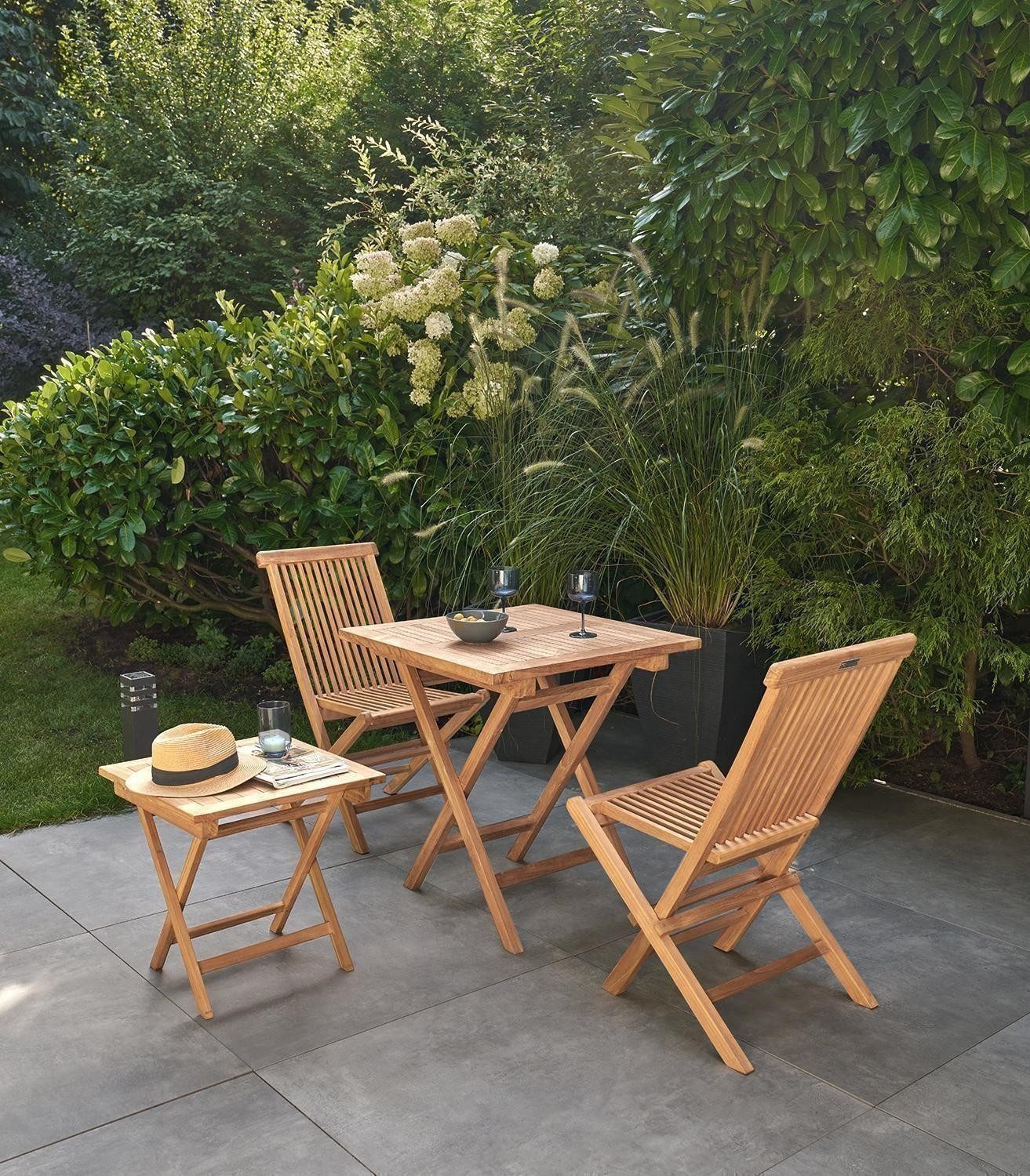 Outdoor Klappstuhl RIVA, Braun, Teakholz massiv, Klappbar, (2 St), B 43 x H 89 x T 47 cm