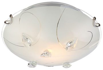 etc-shop Deckenleuchte, Leuchtmittel nicht inklusive, Design Decken Leuchte Glas Muster Lampe Kristalle klar Beleuchtung