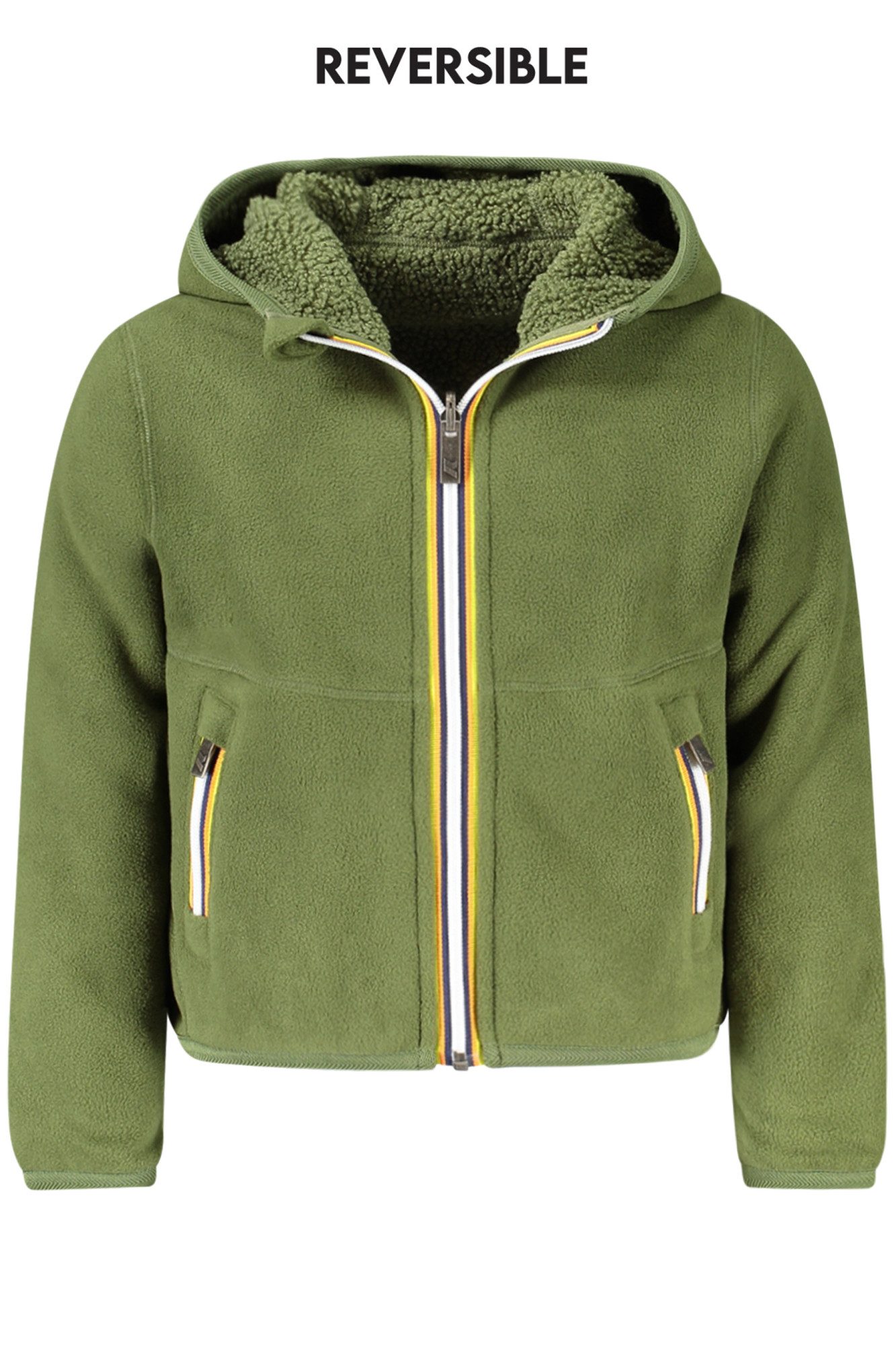 K-Way Outdoorjacke Wendbare Kinder-Sportjacke Grün mit Kapuze und Taschen
