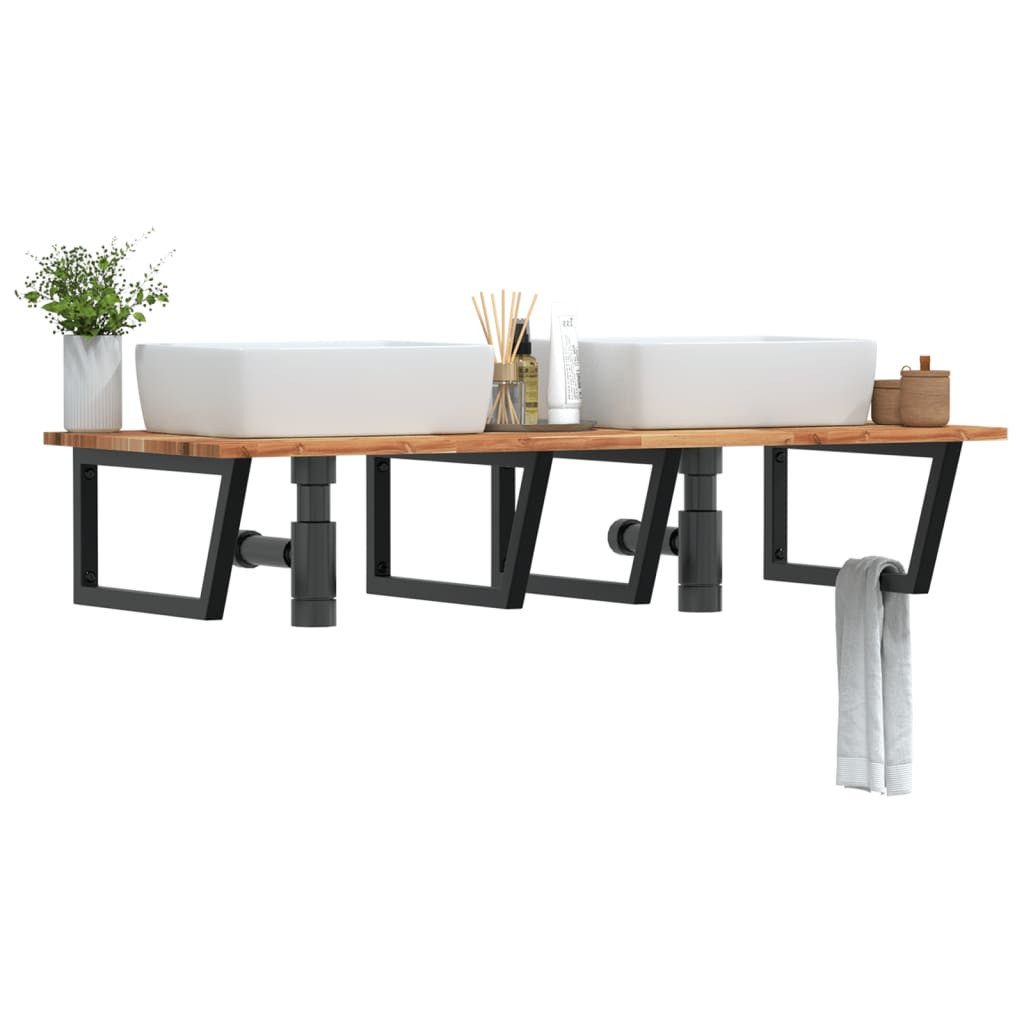 vidaXL Badezimmerspiegelschrank Waschbeckenregal Wandmontage Stahl und nholz (1-St)